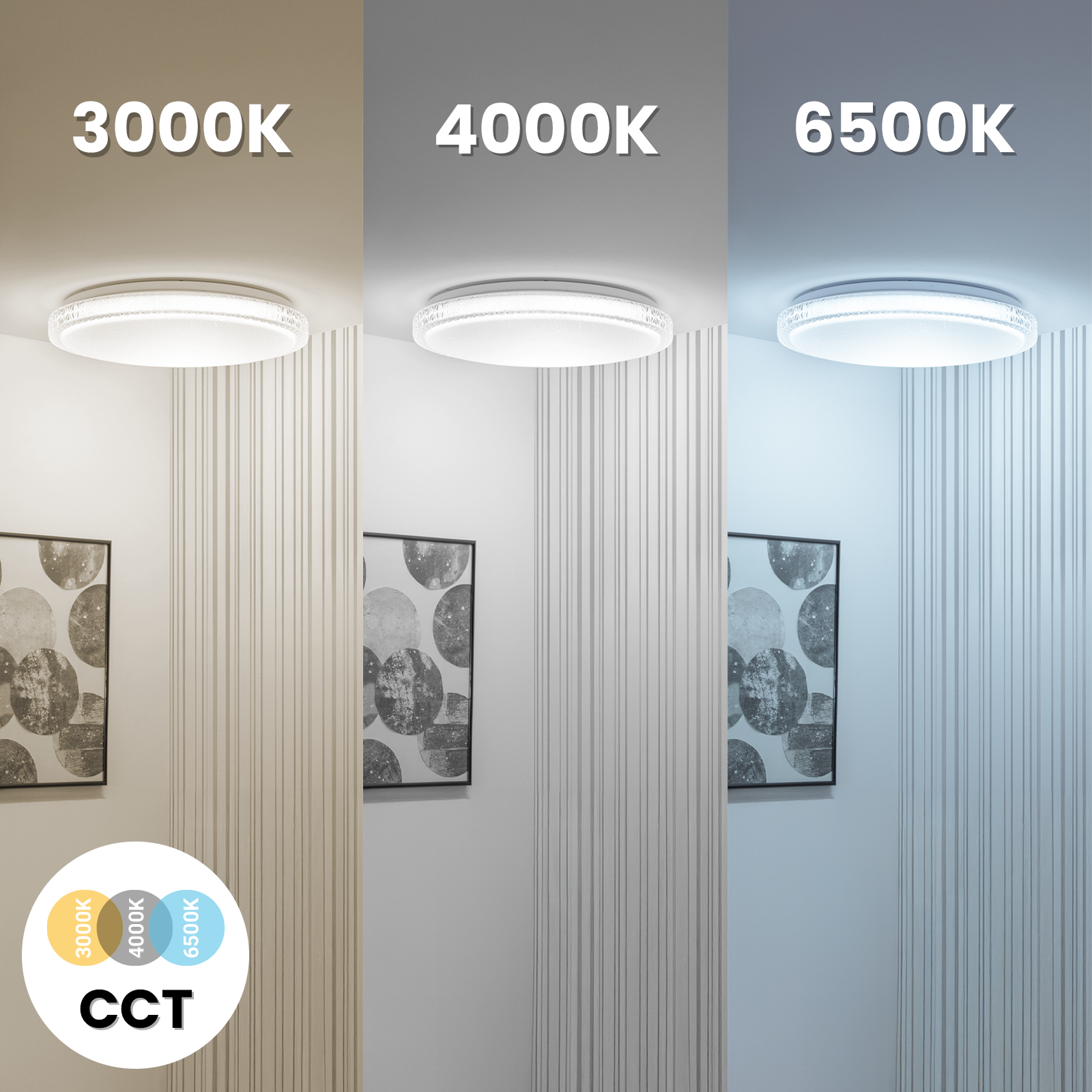 Plafon LED Lampa Sufitowa Natynkowa AGA2 48W IP44 CCT Biały Okrągły 40cm + PILOT LUMILED - druga cecha produktu