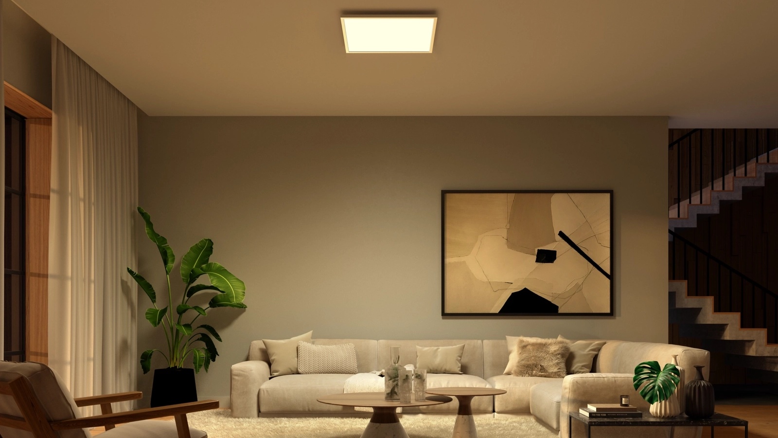 Panel LED Lampa Sufitowa Natynkowa 60x60 cm 60W 4150lm IP20 White and Color Ambiance RGB + TW Biała Inteligentna SMART Zigbee Bluetooth Surimu Philips HUE - obszar zastosowań