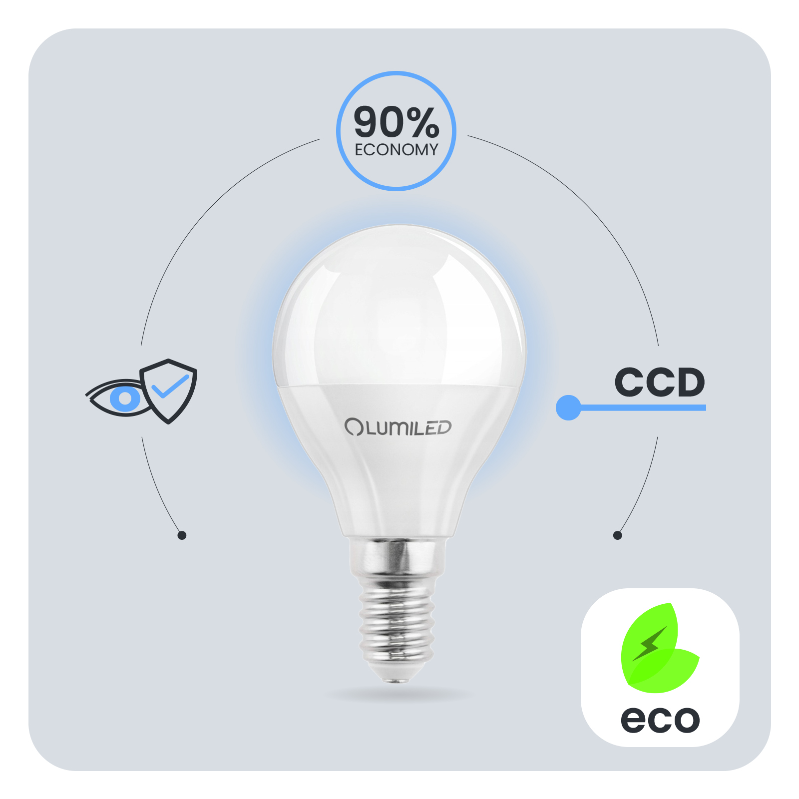 Żarówka LED E14 Kulka P45 5W = 40W 470lm 4000K Neutralna 180° LUMILED - pierwsza cecha produktu
