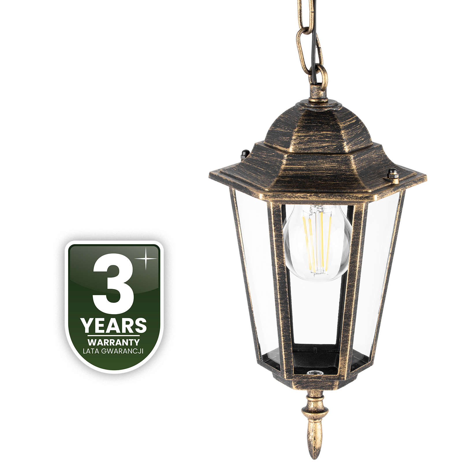 Lampa Ogrodowa Wisząca Zewnętrzna E27 LATARNIA Patyna BELLIS LUMILED - czwarta cecha produktu
