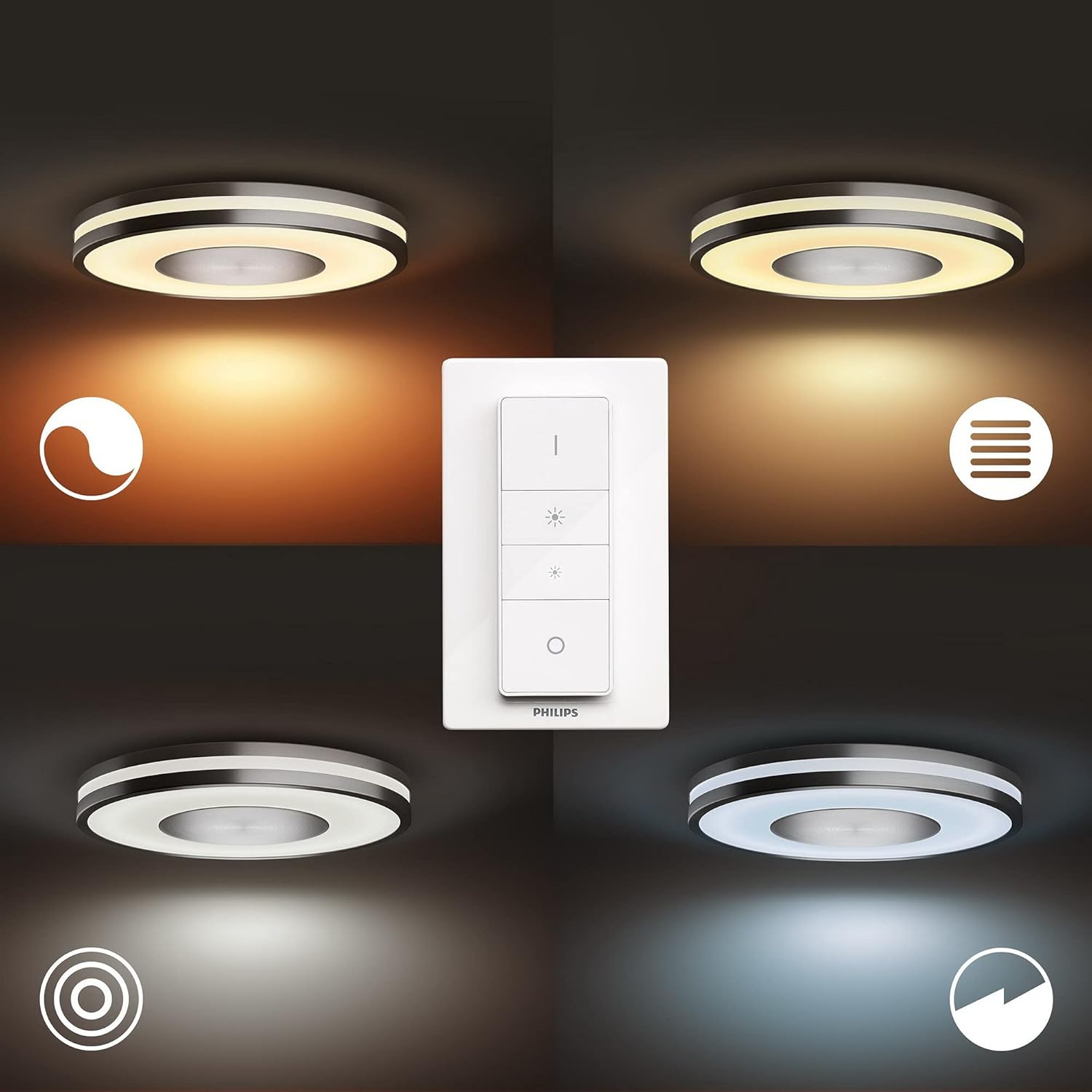 Plafon LED Lampa Sufitowa Natynkowa 22.5W 2500lm IP20 White Ambiance TW Aluminium 34.8cm Inteligentna SMART Zigbee Bluetooth Being Philips HUE - druga cecha produktu