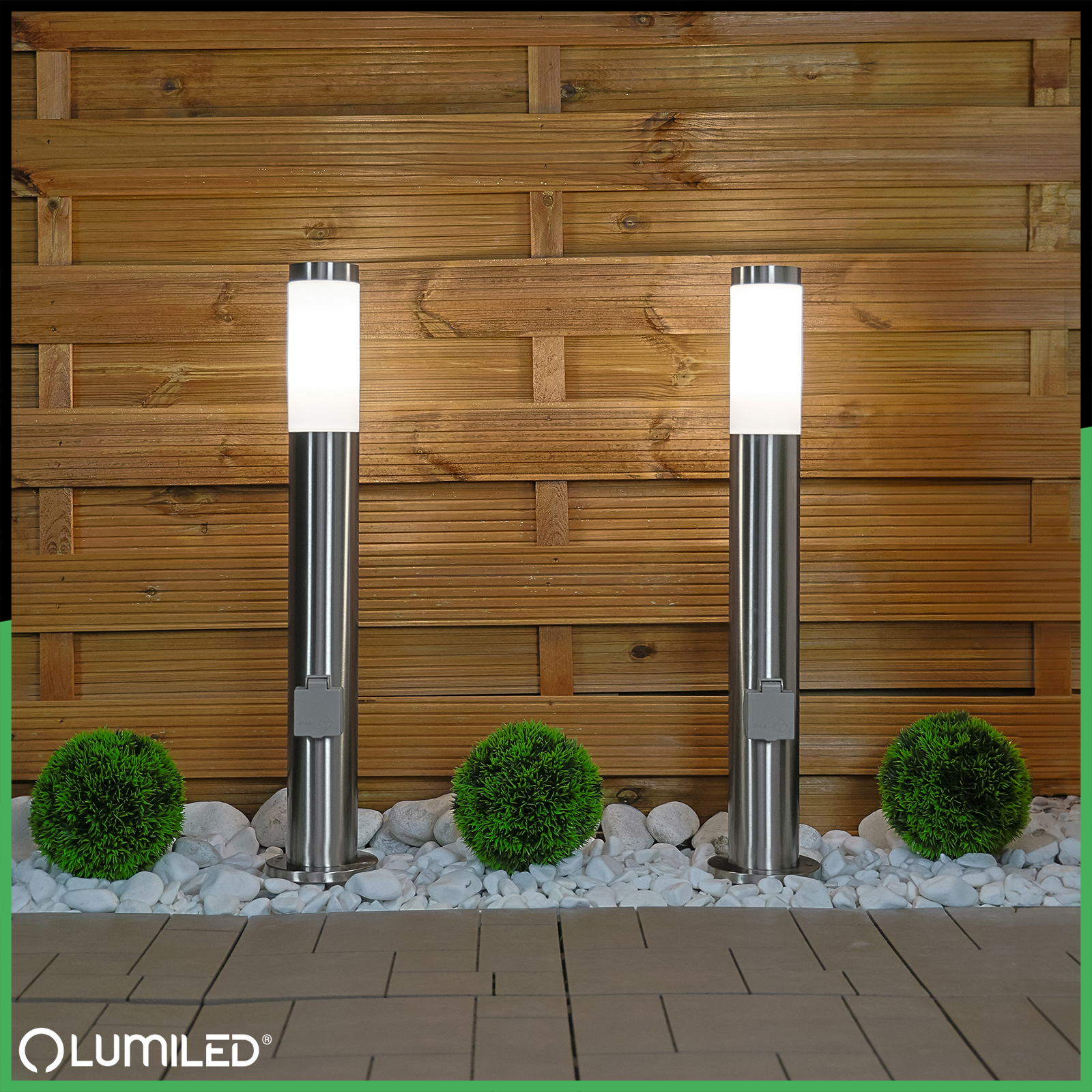 Lampa Ogrodowa Zewnętrzna E27 INOX SŁUPEK 65cm z Gniazdem 230V Lilium LUMILED - obszar zastosowań