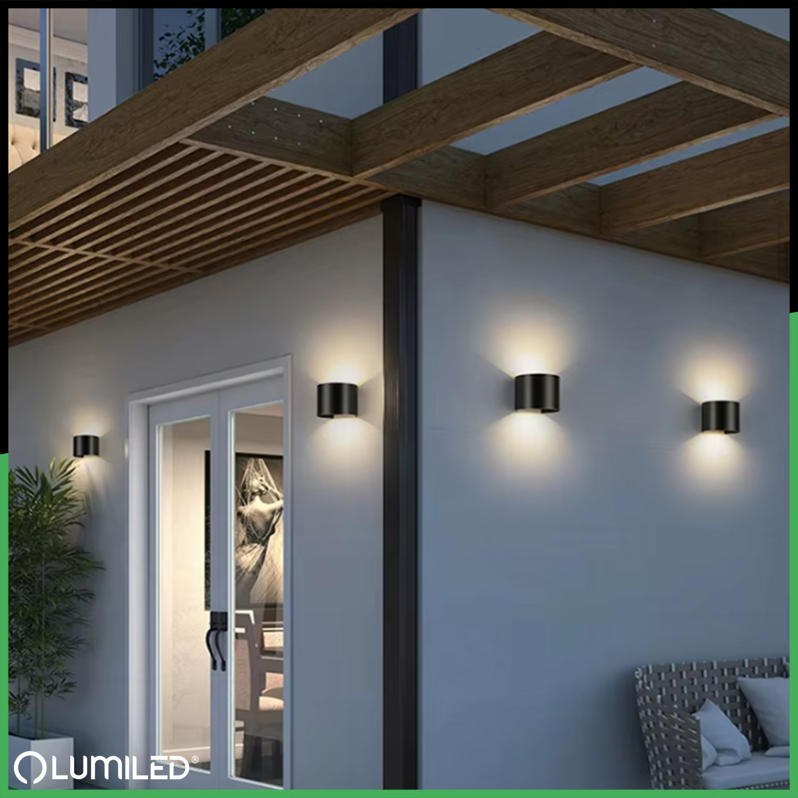 Kinkiet Ogrodowy Elewacyjny LED 2x3W 4000K Regulowany góra dół Czarny PINUS LUMILED - obszar zastosowań