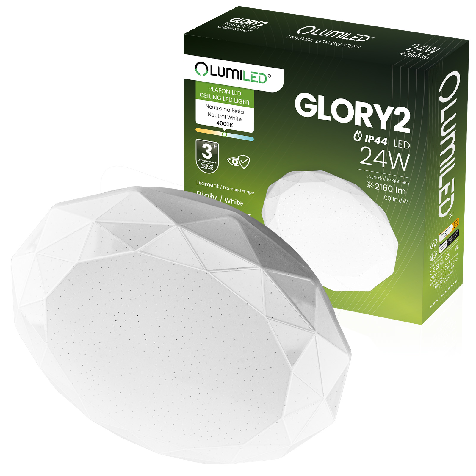 Plafon LED Lampa Sufitowa Natynkowa GLORY2 24W IP44 Okrągły 35cm LUMILED - główne zdjęcie produktu