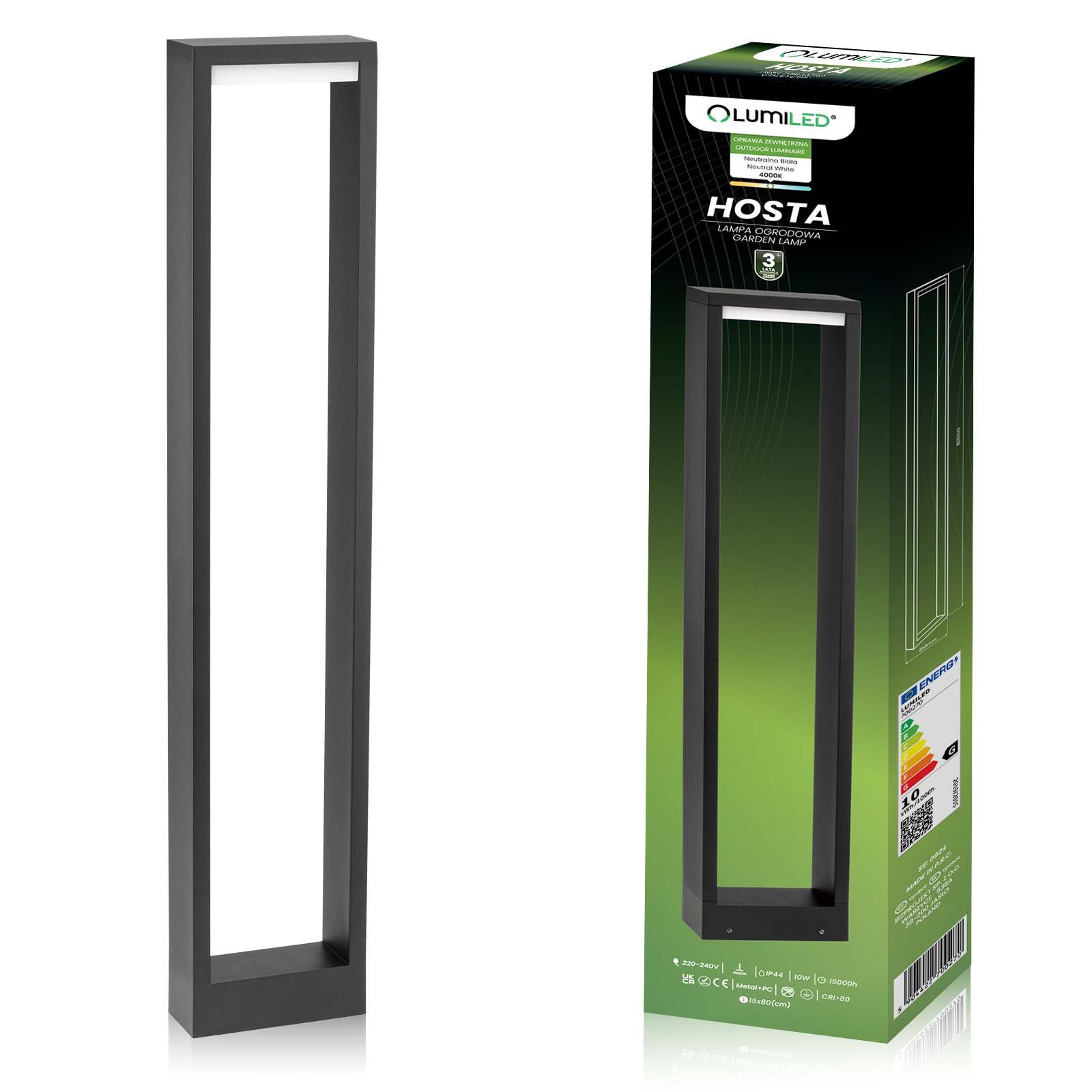 Lampa Ogrodowa Słupek Zewnętrzny Stojący LED 10W HOSTA 80cm LUMILED - główne zdjęcie produktu
