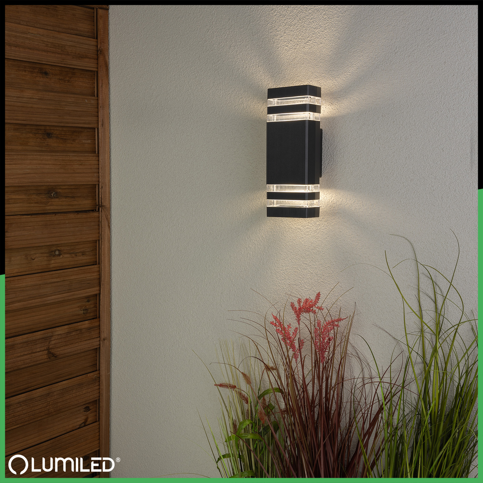 Lampa Ogrodowa Kinkiet Elewacyjny góra dół GU10 Czarny PROTEA LUMILED - aranżacja