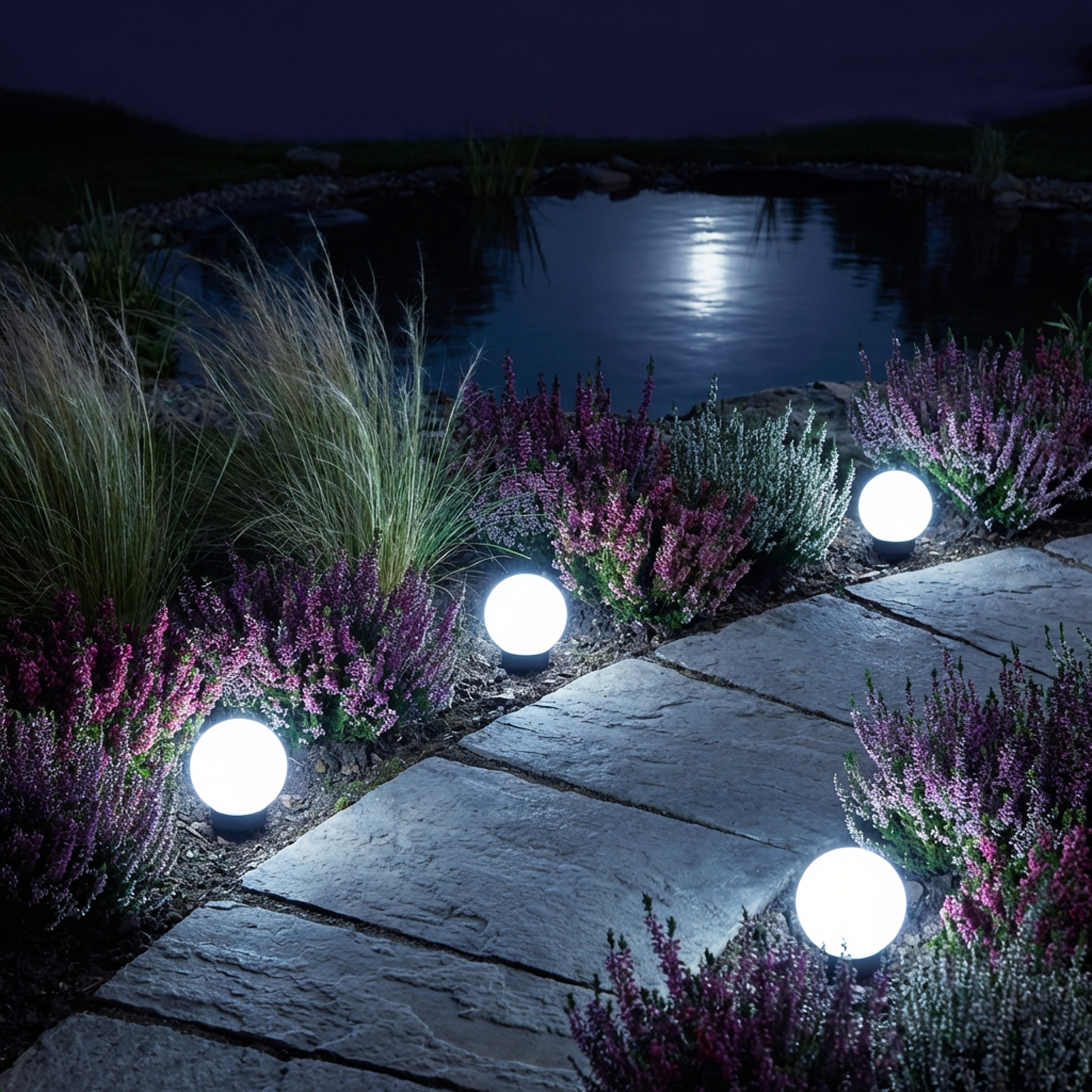 Lampa Solarna Ogrodowa LED ATRIS Wbijana Naziemna Biała Kula 15cm LUMILED - obszar zastosowań