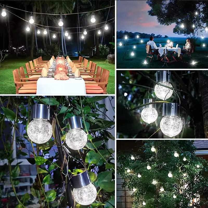 Lampa Solarna LED KULKA Ogrodowa Wisząca Szklana MARANTA IP44 6500K LUMILED - aranżacja