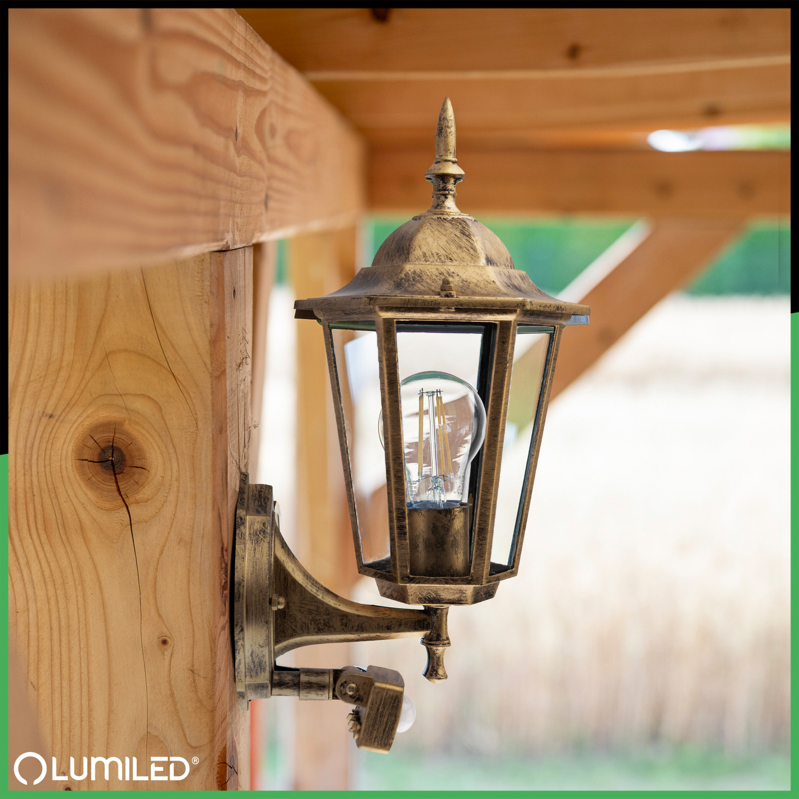 Lampa Ogrodowa Kinkiet Elewacyjny Zewnętrzny E27 LED Latarnia Czujnik Ruchu BELLIS LUMILED - obszar zastosowań