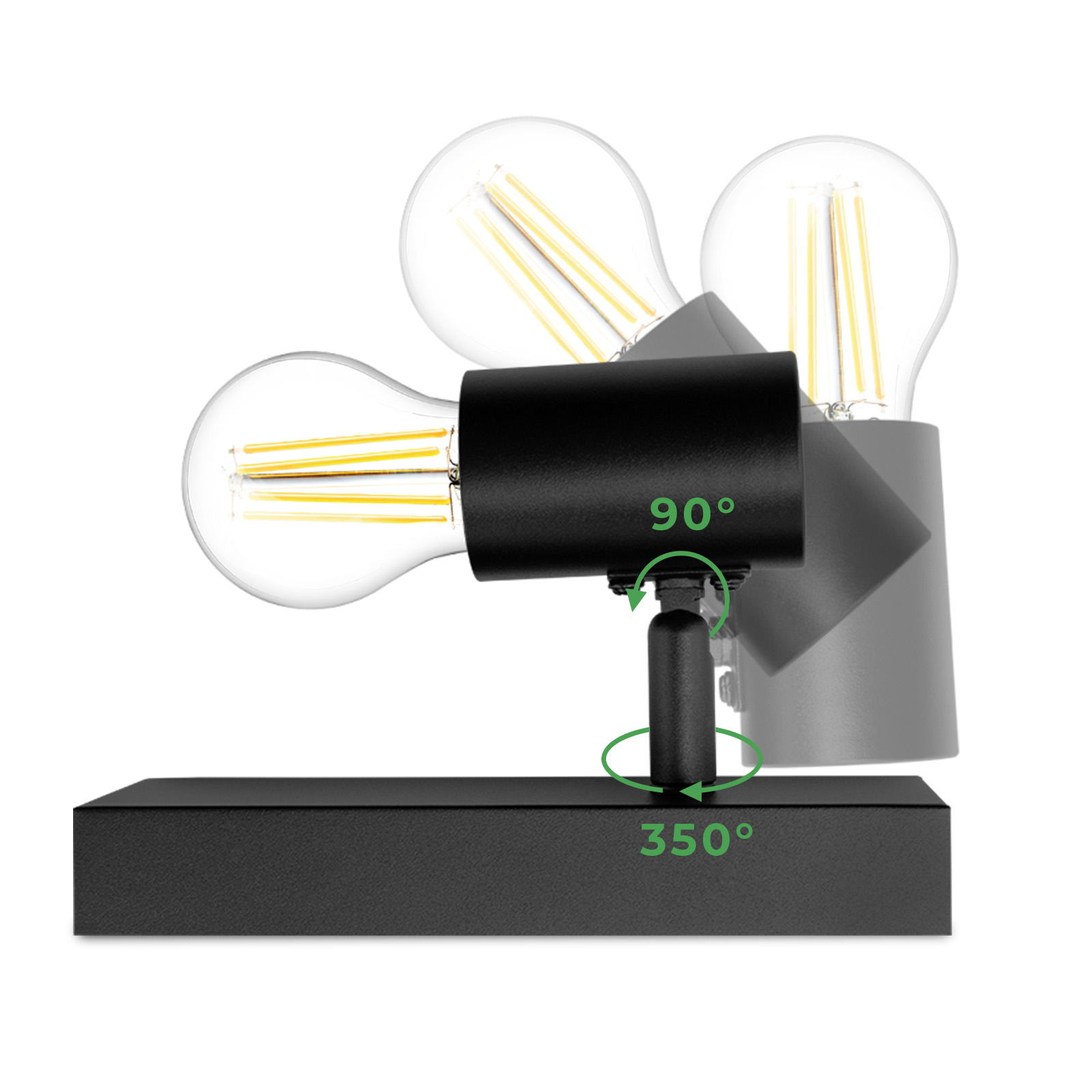 Lampa Ścienna Reflektor LED Sufitowa Ruchoma Kinkiet Spot E27 GLASA Czarna Lumiled - pierwsza cecha produktu