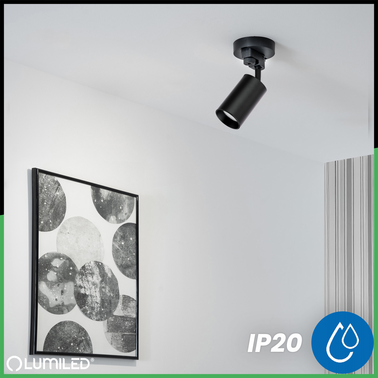 Reflektor Szynowy GU10 Czarny RITI Lampa do Szynoprzewodów Jednofazowych LUMILED - pierwsza cecha produktu