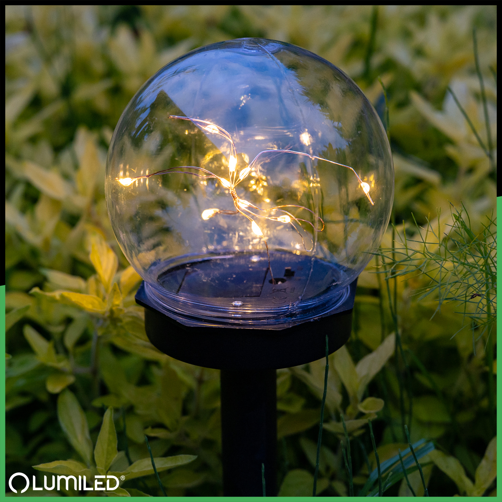 Lampa Solarna Ogrodowa LED 3000K IP44 10cm Wbijana Ozdobna Kula GLORIS LUMILED - aranżacja