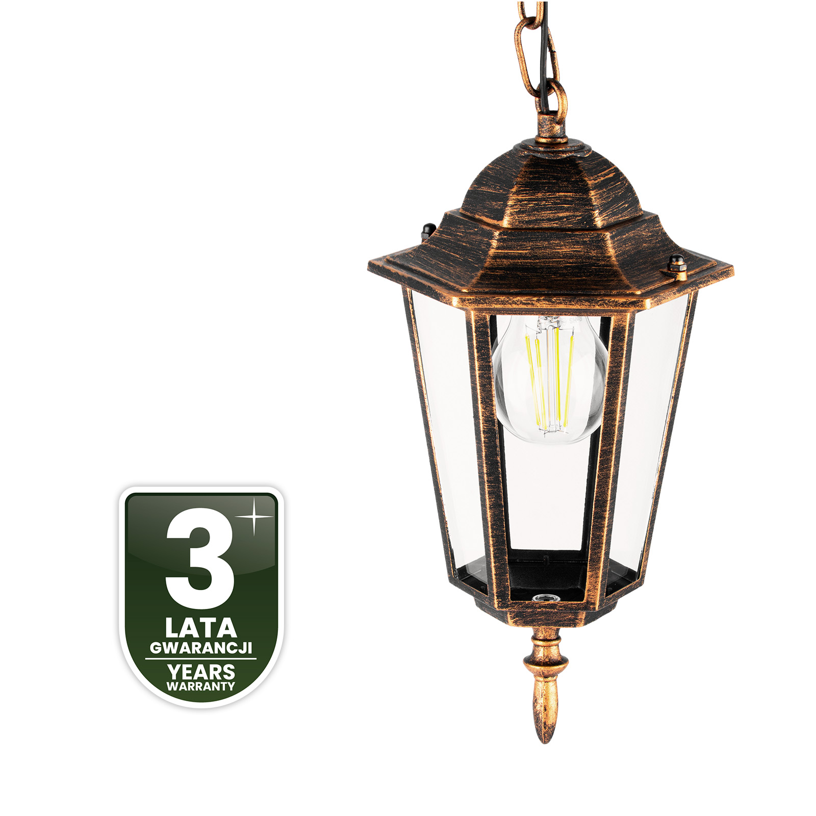 Lampa Ogrodowa Wisząca Zewnętrzna E27 LATARNIA Patyna BELLIS LUMILED - czwarta cecha produktu