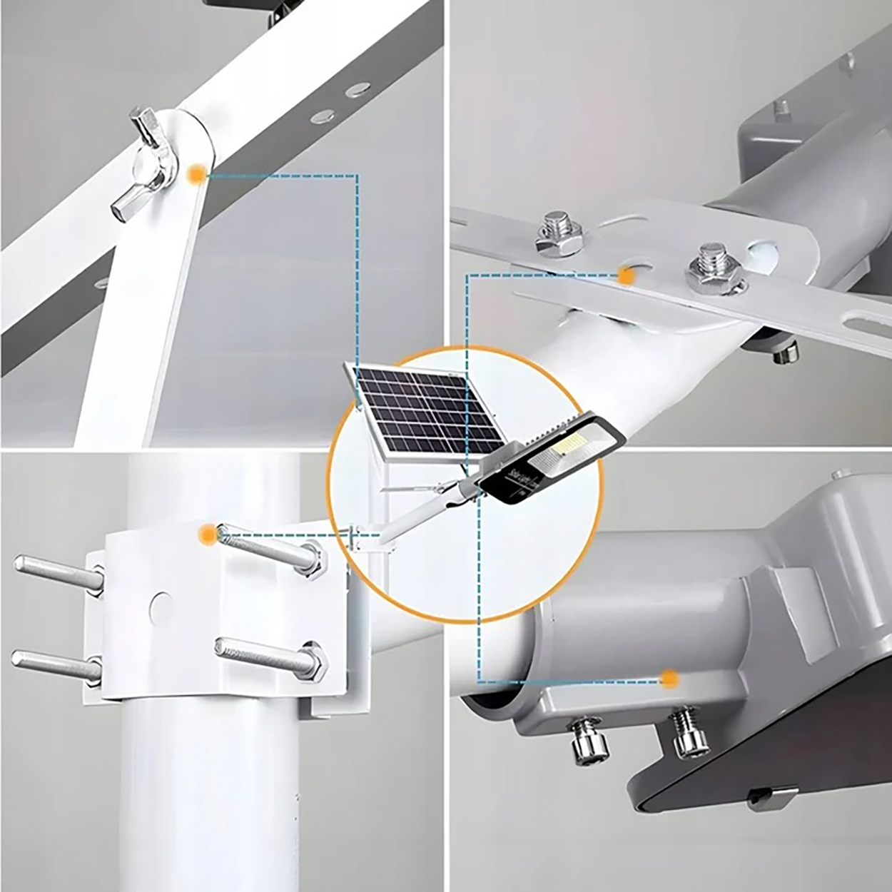 Lampa Solarna Uliczna LED 1000W 100000lm 6500K Zimna Czujnik Zmierzchu MOCNA Latarnia Ogrodowa z Regulowanym Panelem + Uchwyt i Pilot - czwarta cecha produktu