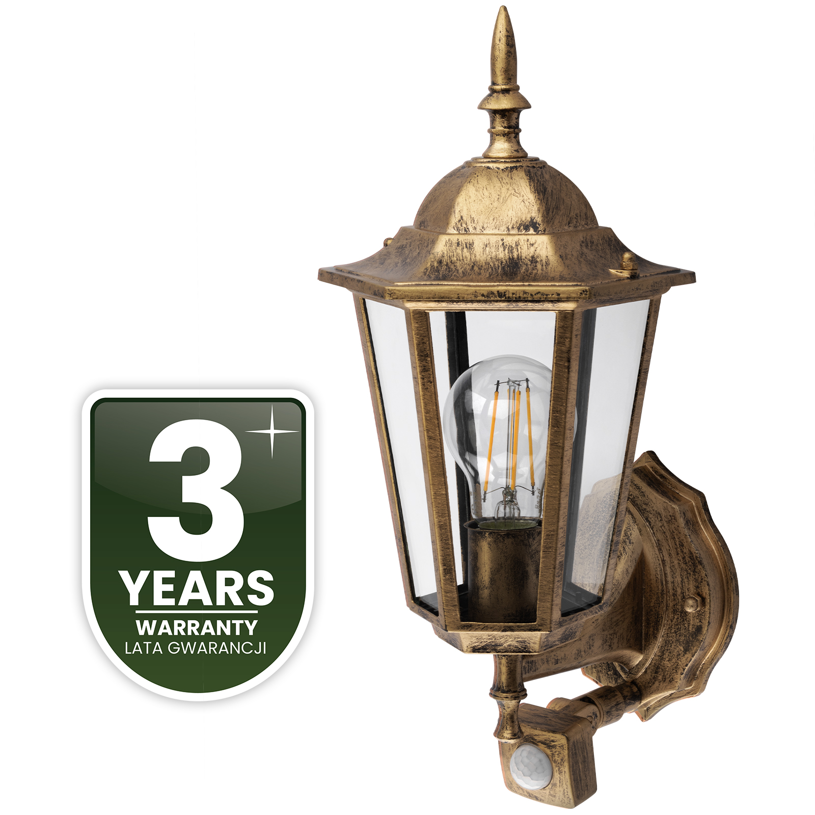 Lampa Ogrodowa Kinkiet Elewacyjny Zewnętrzny E27 LED Latarnia Czujnik Ruchu BELLIS LUMILED - czwarta cecha produktu
