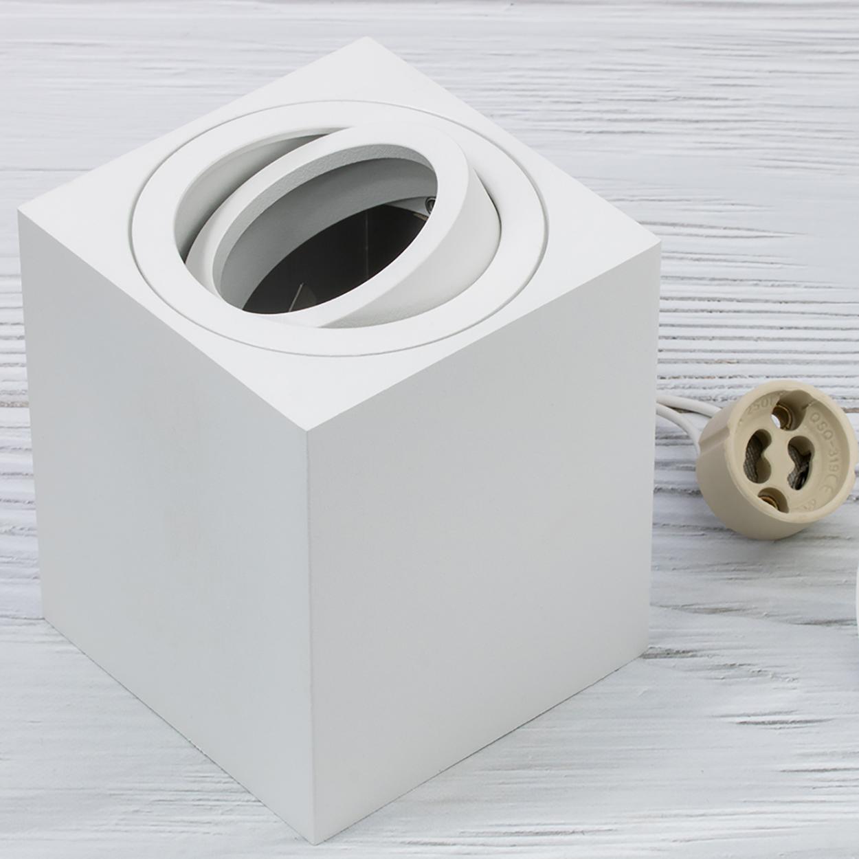 Oprawa Natynkowa HALOGENOWA Spot Tuba Ruchoma GU10 Kwadratowa Biała 84mm AMAT-M LUMILED - skład produktu