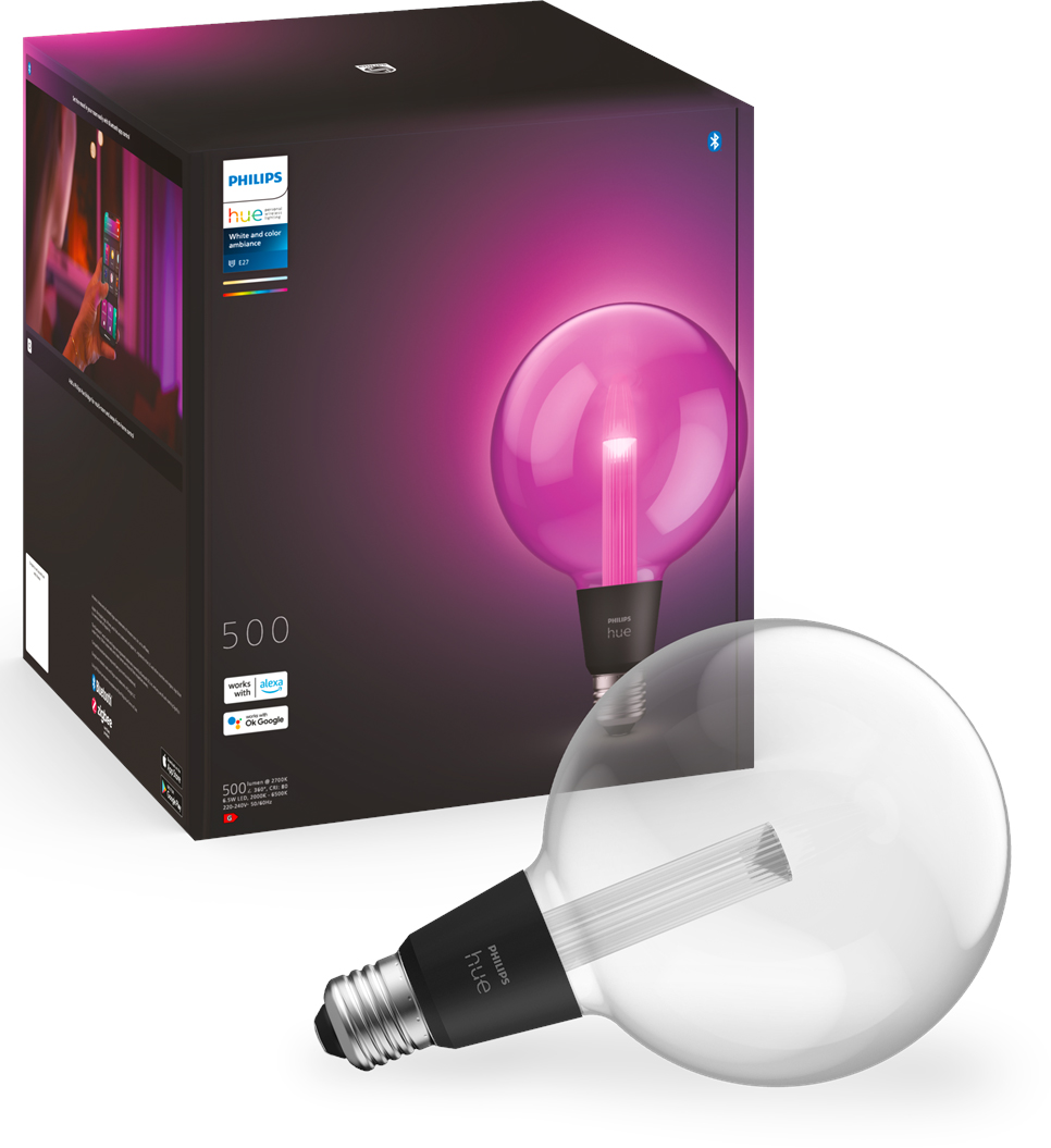 Żarówka LED E27 Kula G125 6.8W = 60W 500lm 2000-6500K CCT + RGB FILAMENT SMART Inteligentna Bluetooth ZigBee White and Color Ambiance Philips HUE - główne zdjęcie produktu