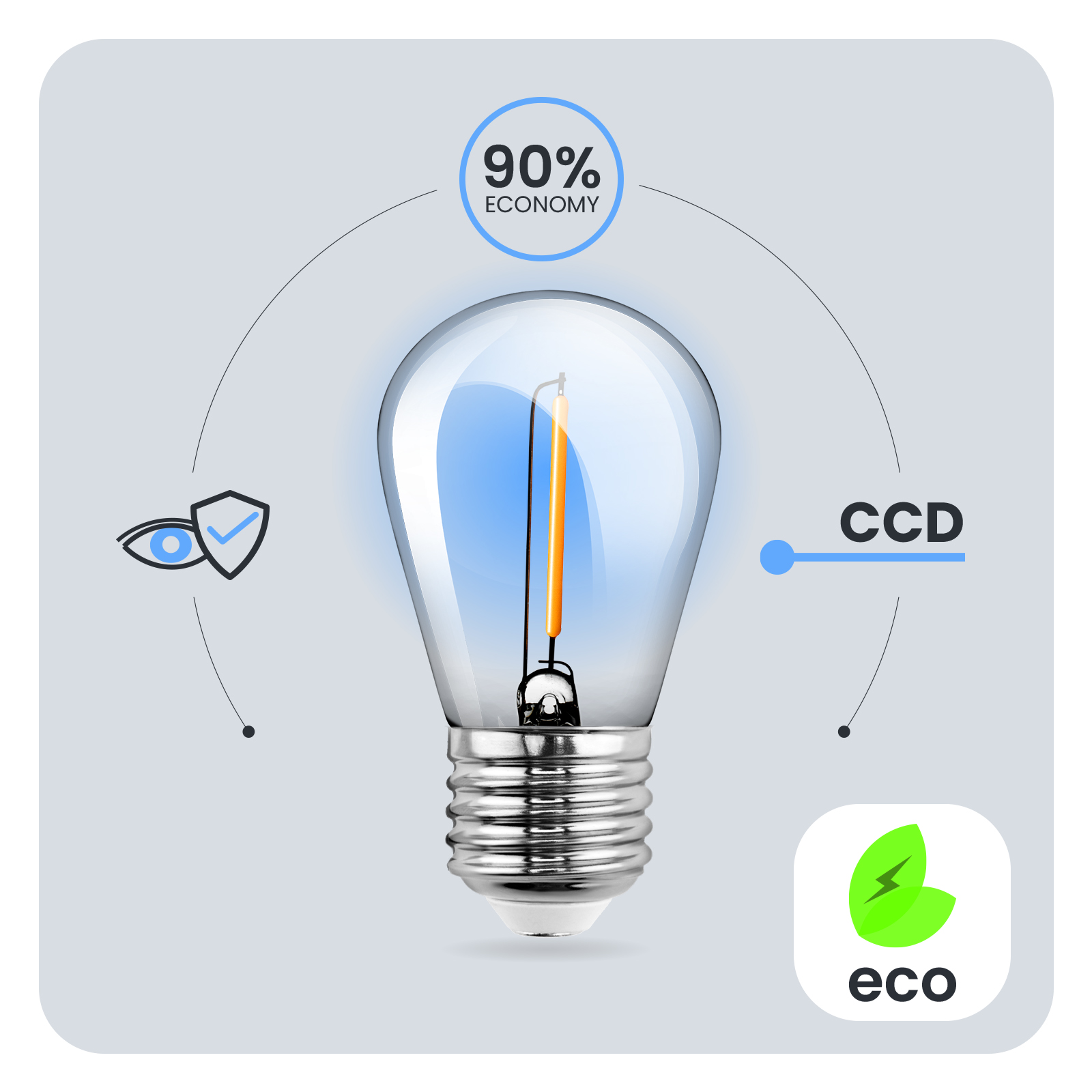 5x Żarówka LED E27 Edison ST14 1W = 10W 100lm 2700K Ciepła 360° FILAMENT LUMILED - pierwsza cecha produktu