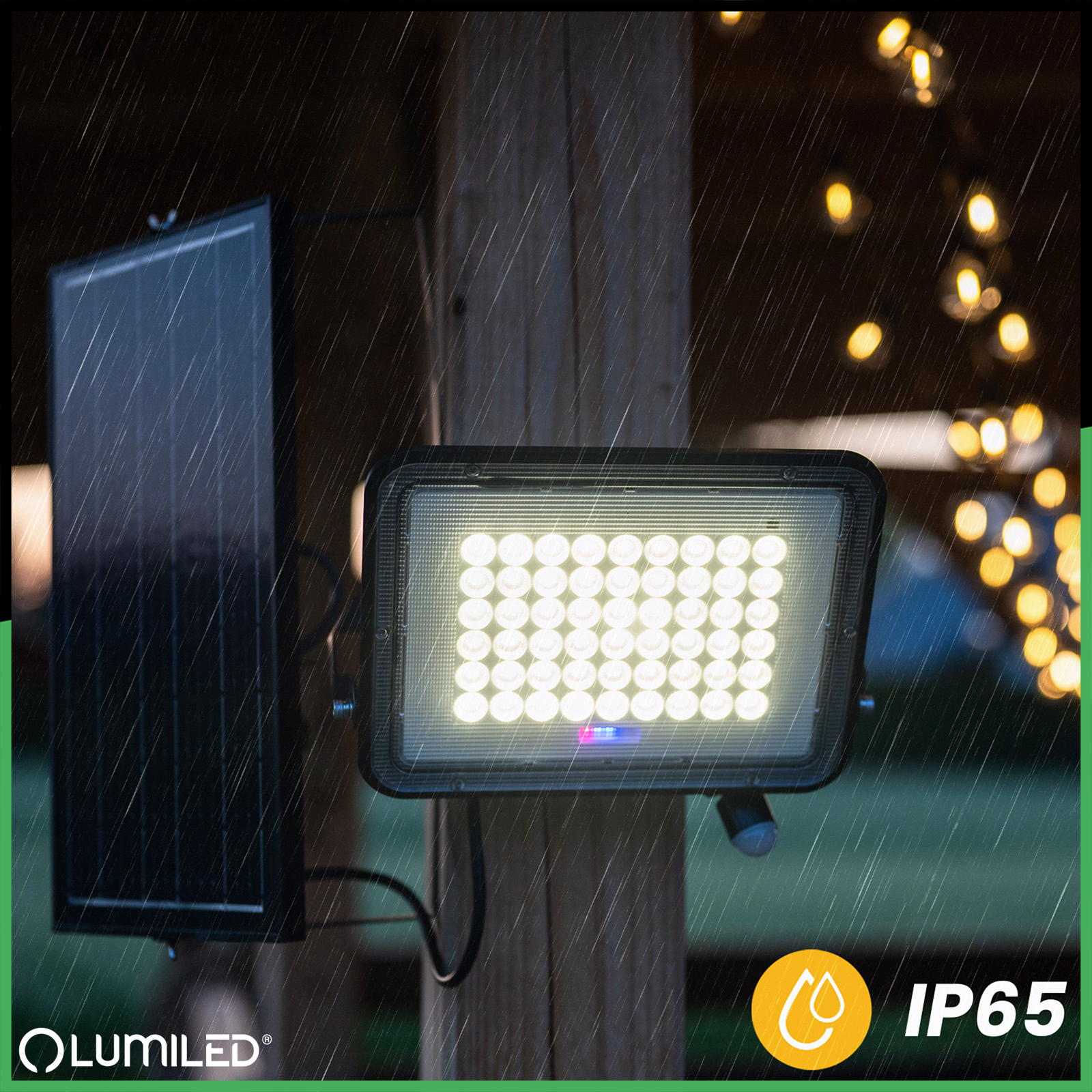Naświetlacz Solarny LED Halogen 200W Lampa Ogrodowa 4000K IP65 Czujnik Ruchu PIR + Pilot FULGOR LUMILED - druga cecha produktu