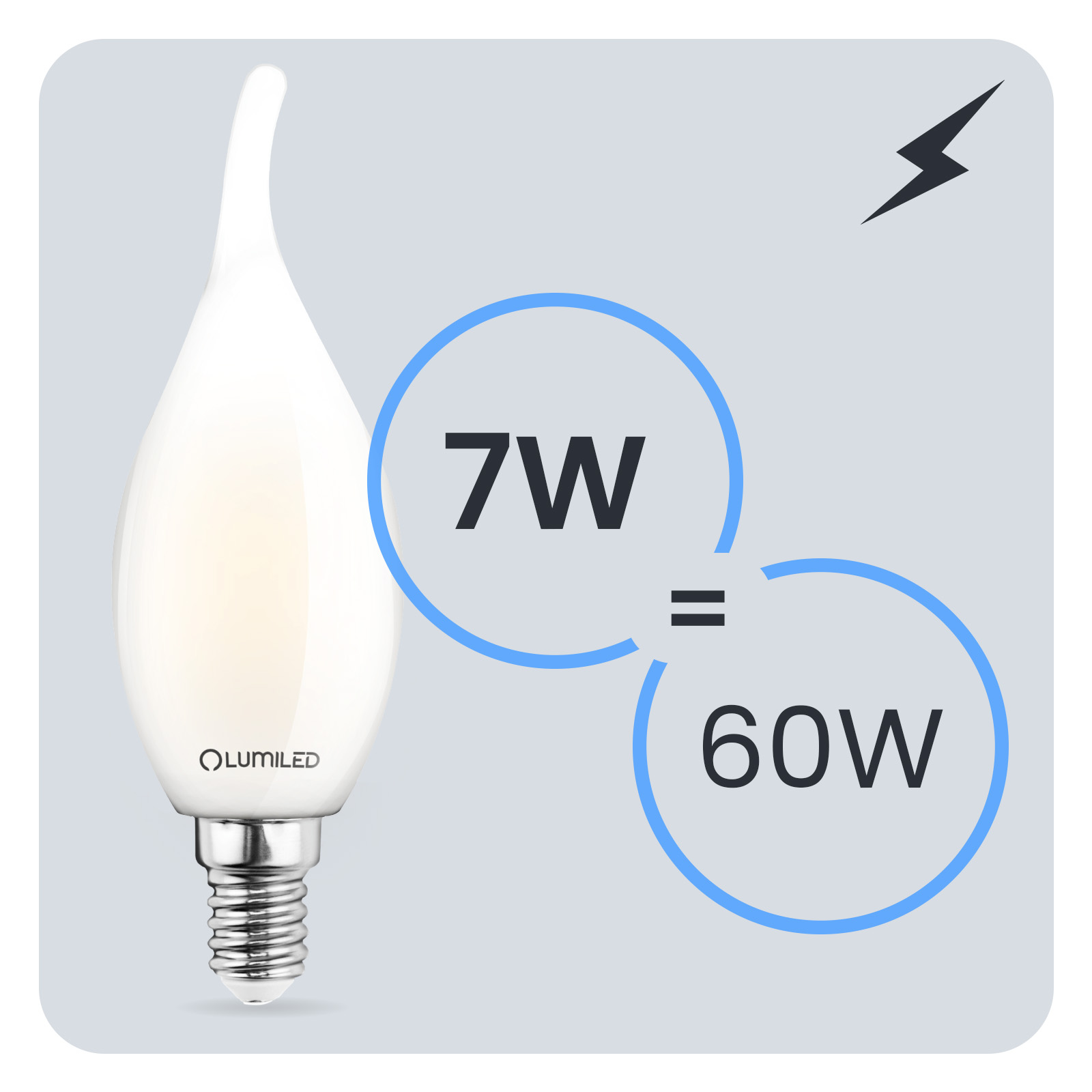 6x Żarówka LED E14 Świeczka BA35 7W = 60W 806lm 3000K Ciepła 360° LUMILED - trzecia cecha produktu