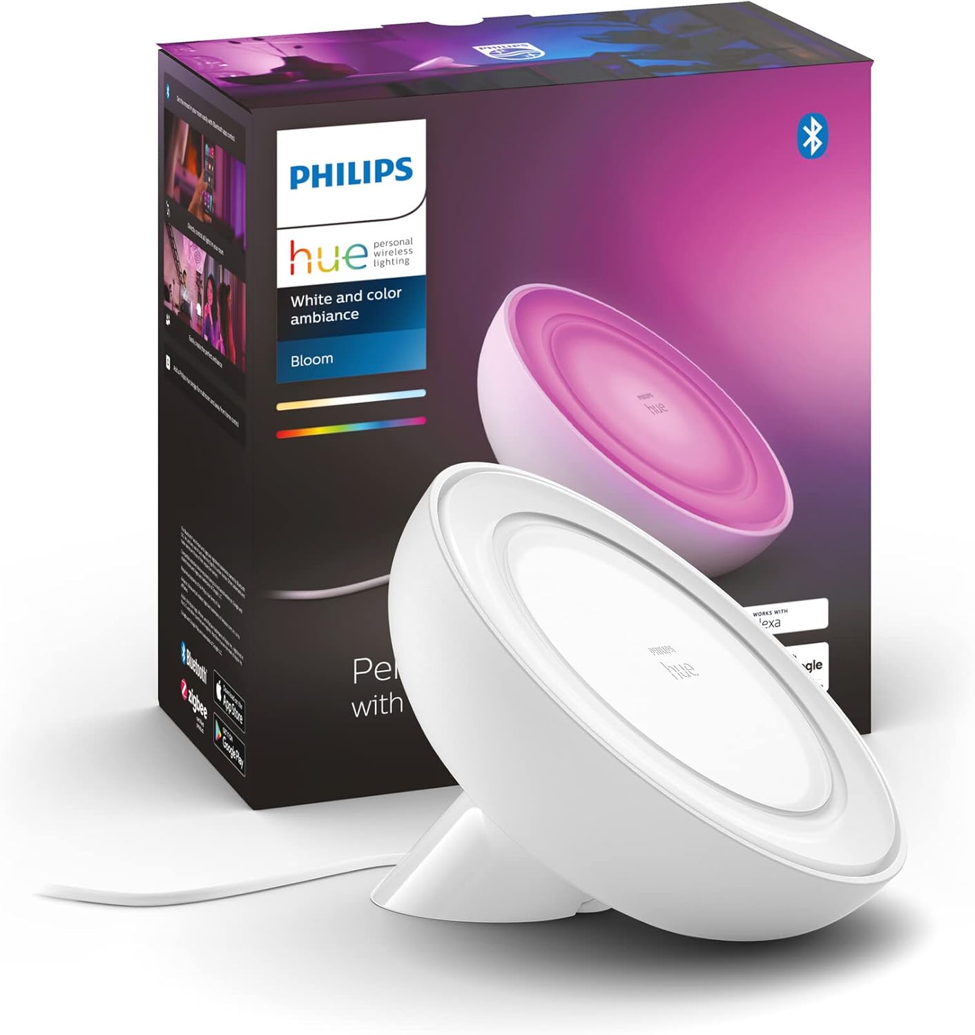 Lampka Biurkowa LED Nocna 7.3W 500lm IP20 White and Color Ambiance RGB + TW Biała Inteligentna SMART Zigbee Bluetooth Bloom Philips HUE - główne zdjęcie produktu