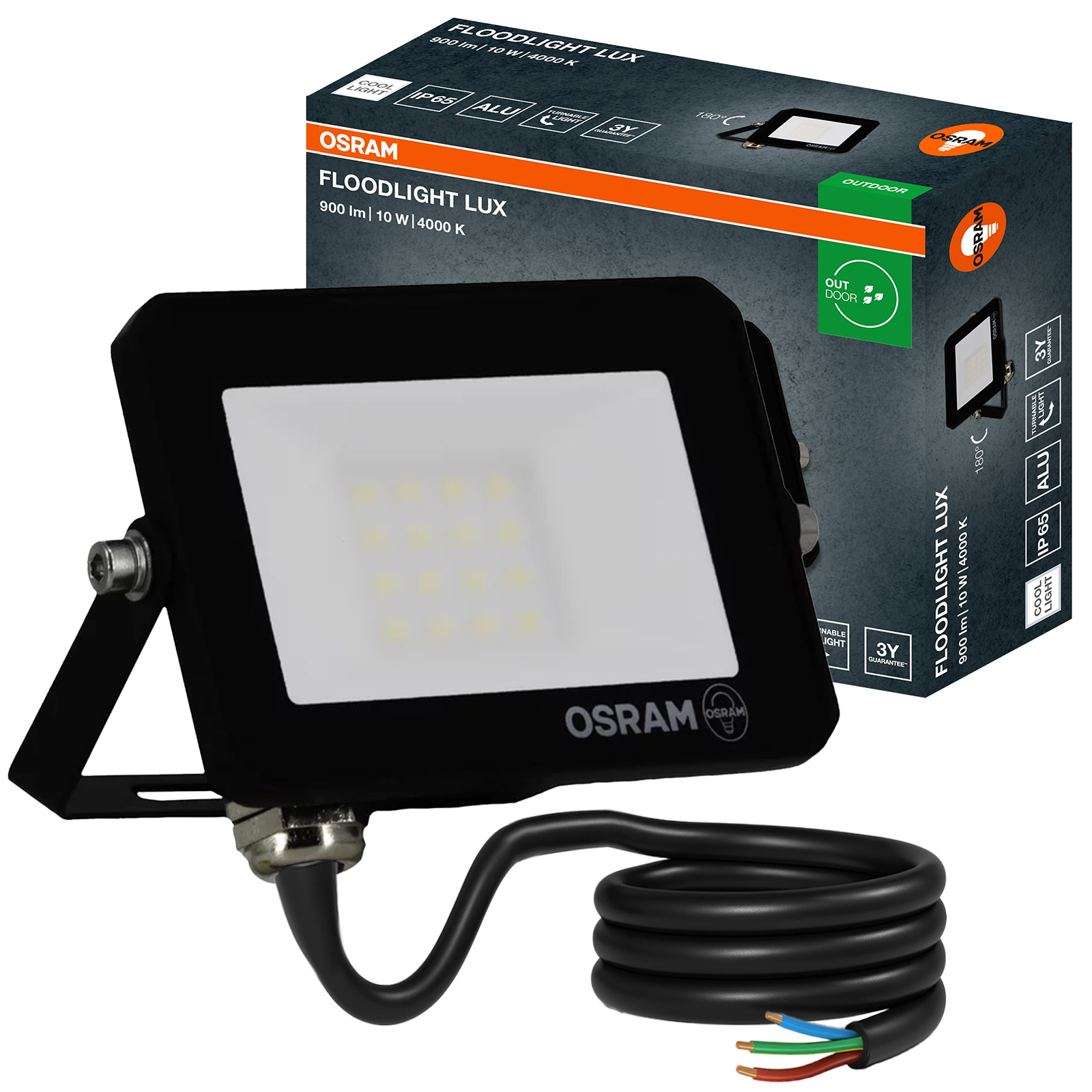 Naświetlacz LED Halogen Zewnętrzny Reflektor 10W 4000K 900lm IP65 FLOODLIGHT LUX OSRAM - główne zdjęcie produktu