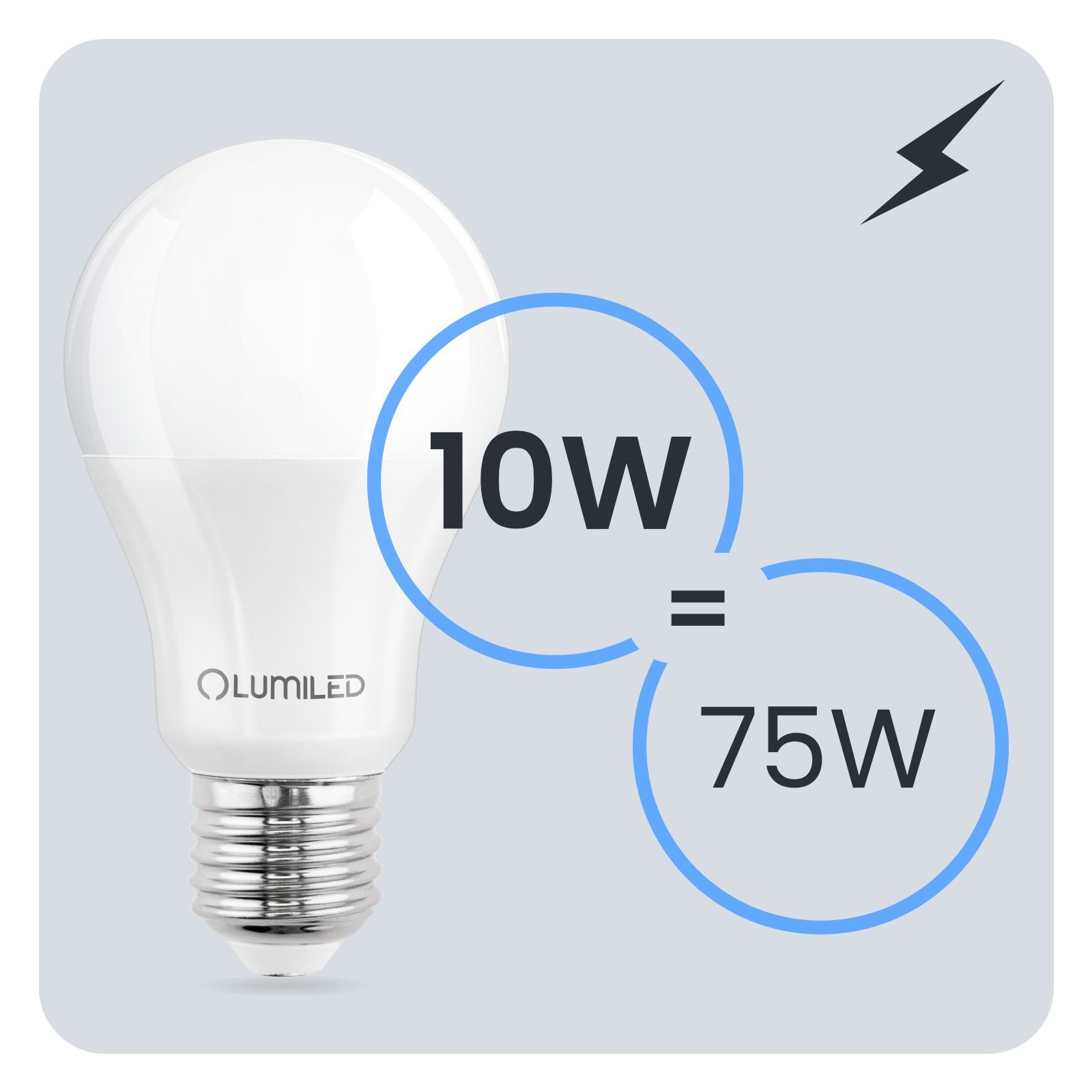 6x Żarówka LED E27 A60 10W = 75W 1055lm 6500K Zimna 260° LUMILED - trzecia cecha produktu