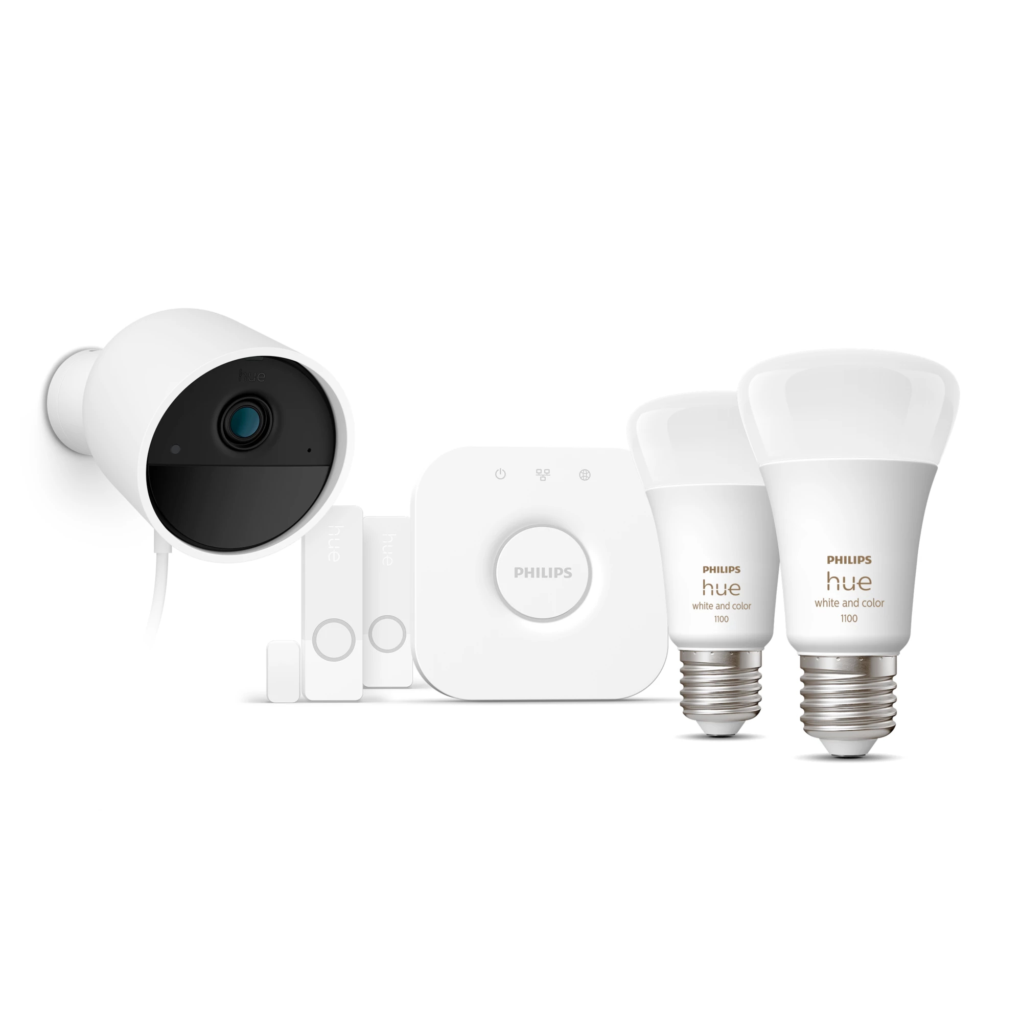 2x Żarówka LED E27 A60 9W = 75W 1100lm 2000-6500K CCT + RGB SMART Inteligentna Bluetooth ZigBee White and Color Ambiance + Mostek BRIDGE + Kamera IP 1080p Full HD + Czujnik Kontaktu Otwarcia/Zamknięcia Secure Philips HUE - skład produktu