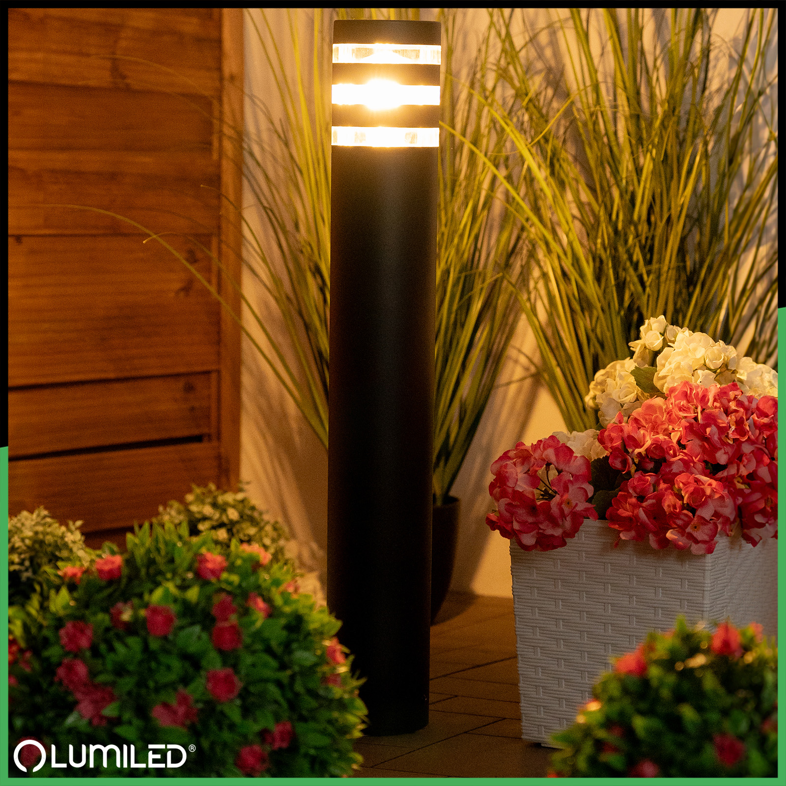 Lampa Ogrodowa Słupek Zewnętrzny Stojący E27 LED RINGO 60cm LUMILED - aranżacja