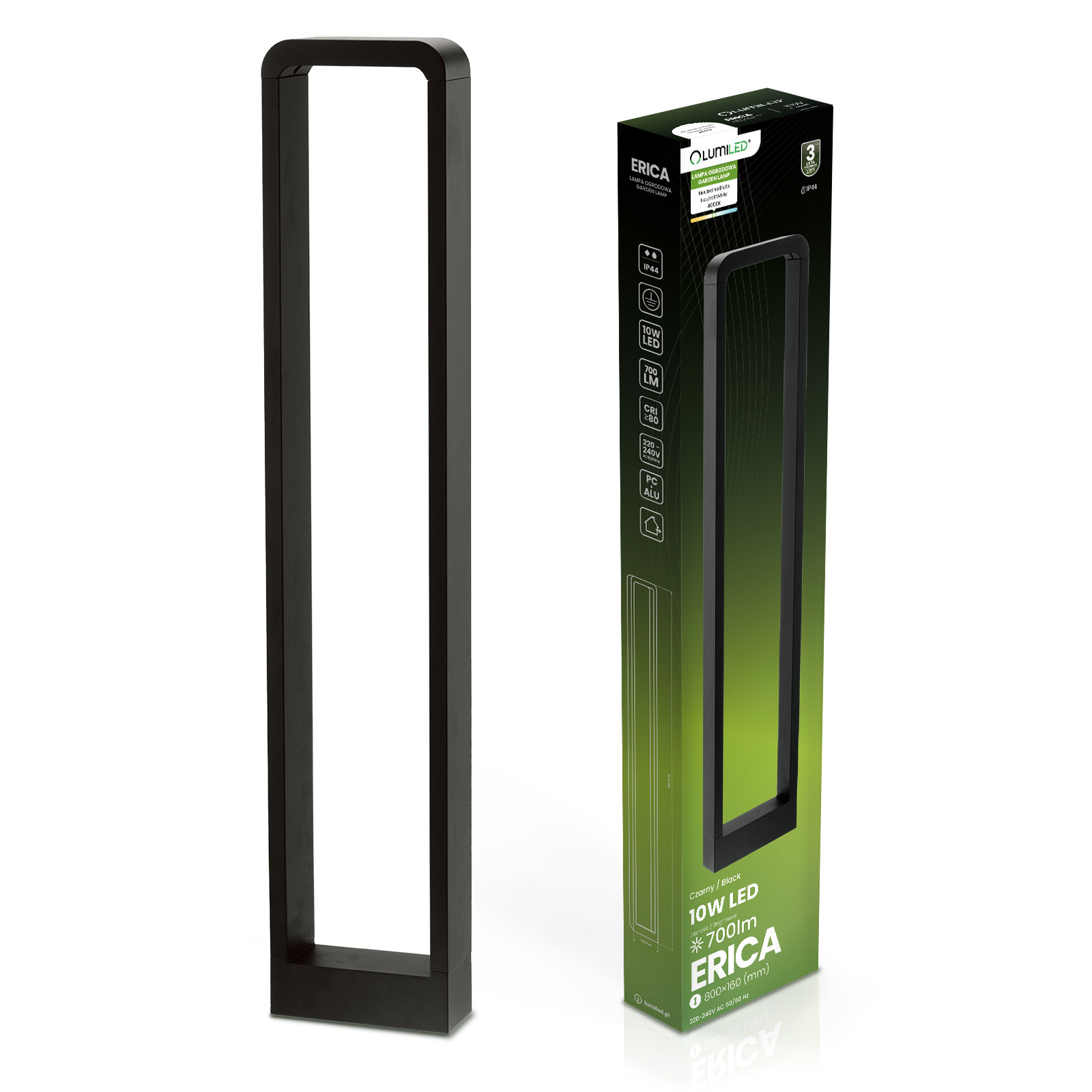 Lampa Ogrodowa Słupek Zewnętrzny Stojący LED 10W ERICA 80cm LUMILED - główne zdjęcie produktu