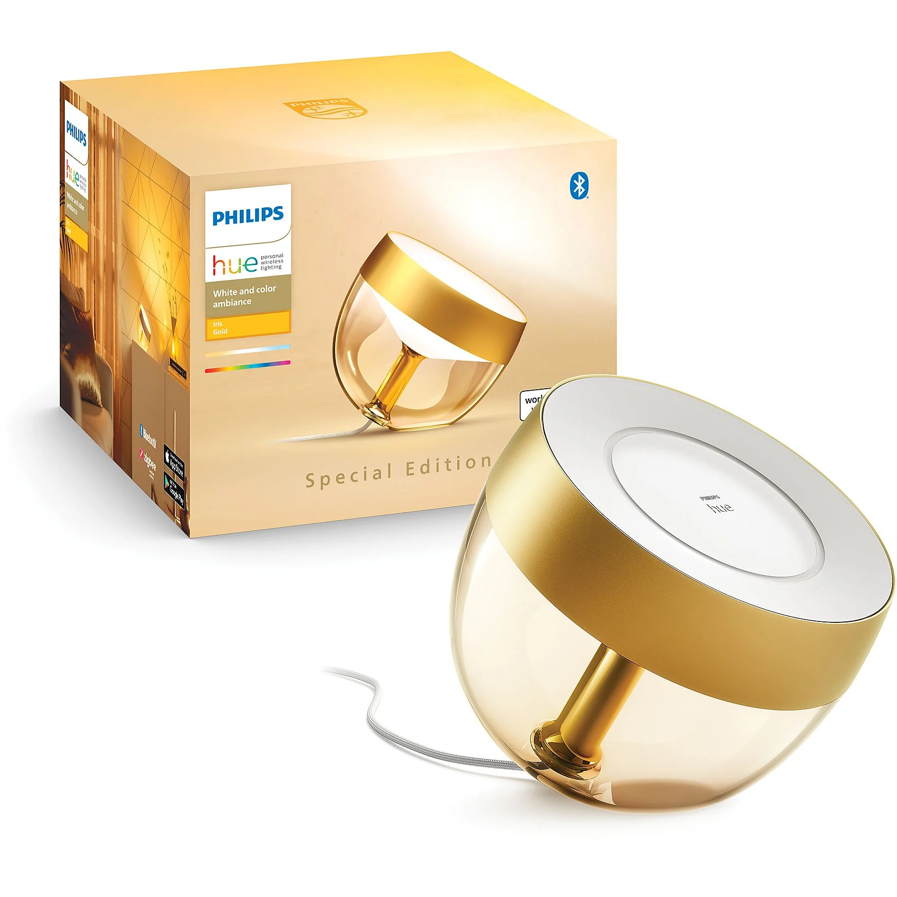 Lampka Biurkowa LED Nocna 8.2W 570lm IP20 White and Color Ambiance RGB + TW Złota Inteligentna SMART Zigbee Bluetooth Iris Philips HUE - główne zdjęcie produktu
