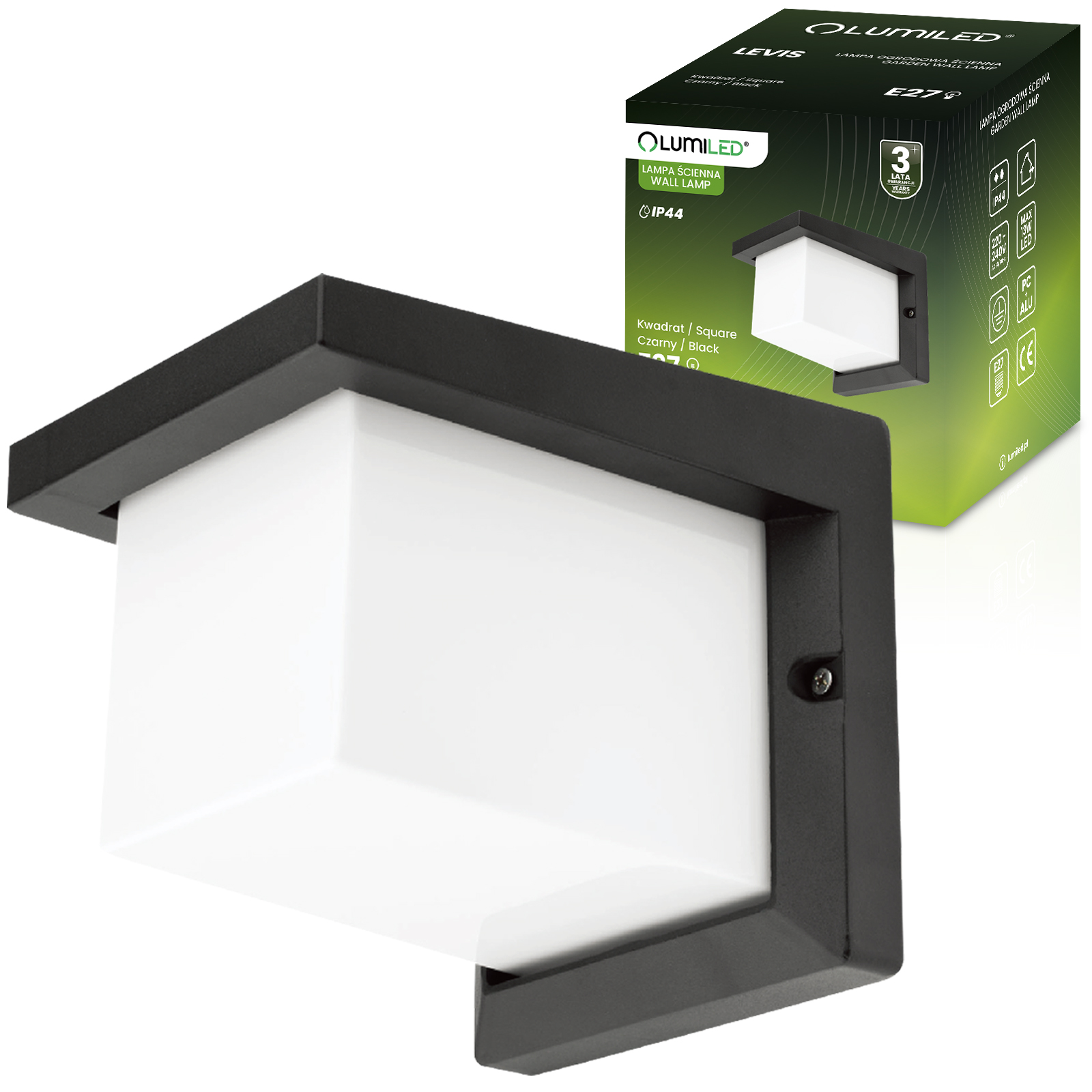Lampa Ogrodowa Kinkiet Elewacyjny E27 Kwadratowy LEVIS LUMILED - główne zdjęcie produktu