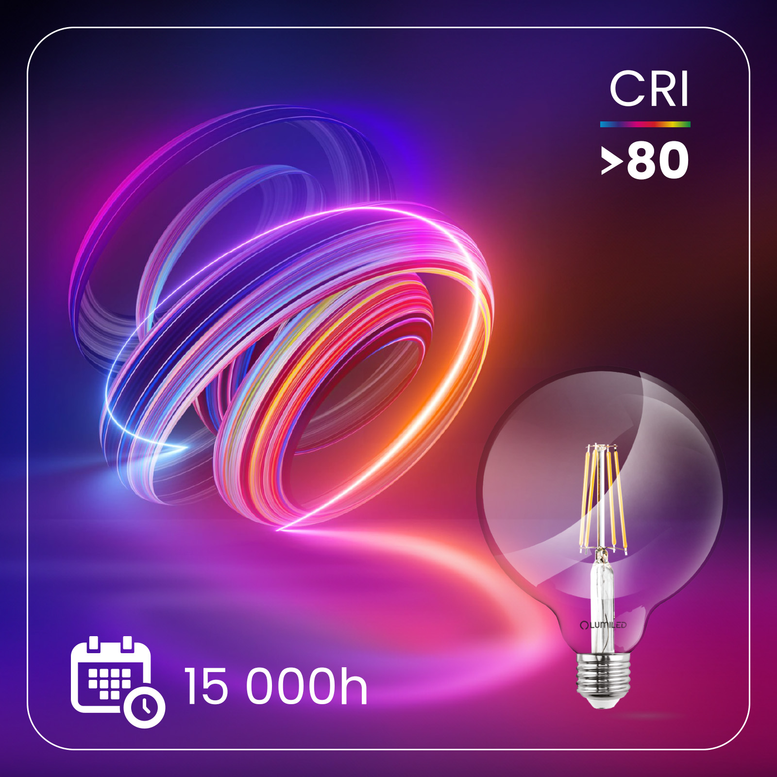 3x Żarówka LED E27 Kula G125 7W = 60W 806lm 4000K Neutralna 360° FILAMENT LUMILED - druga cecha produktu