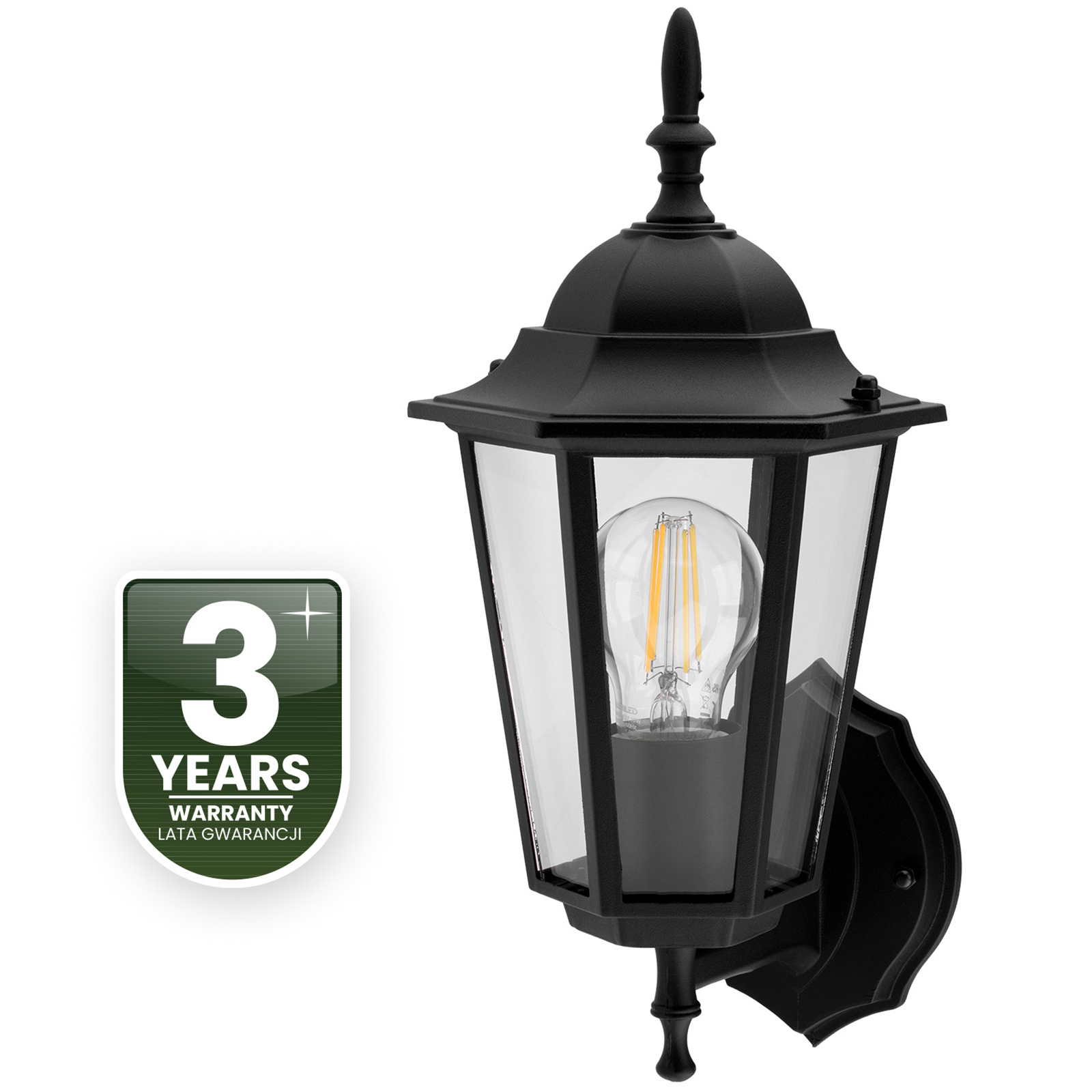 Kinkiet Ogrodowy Elewacyjny Zewnętrzny E27 LATARNIA do GÓRY Czarna BELLIS LUMILED - czwarta cecha produktu