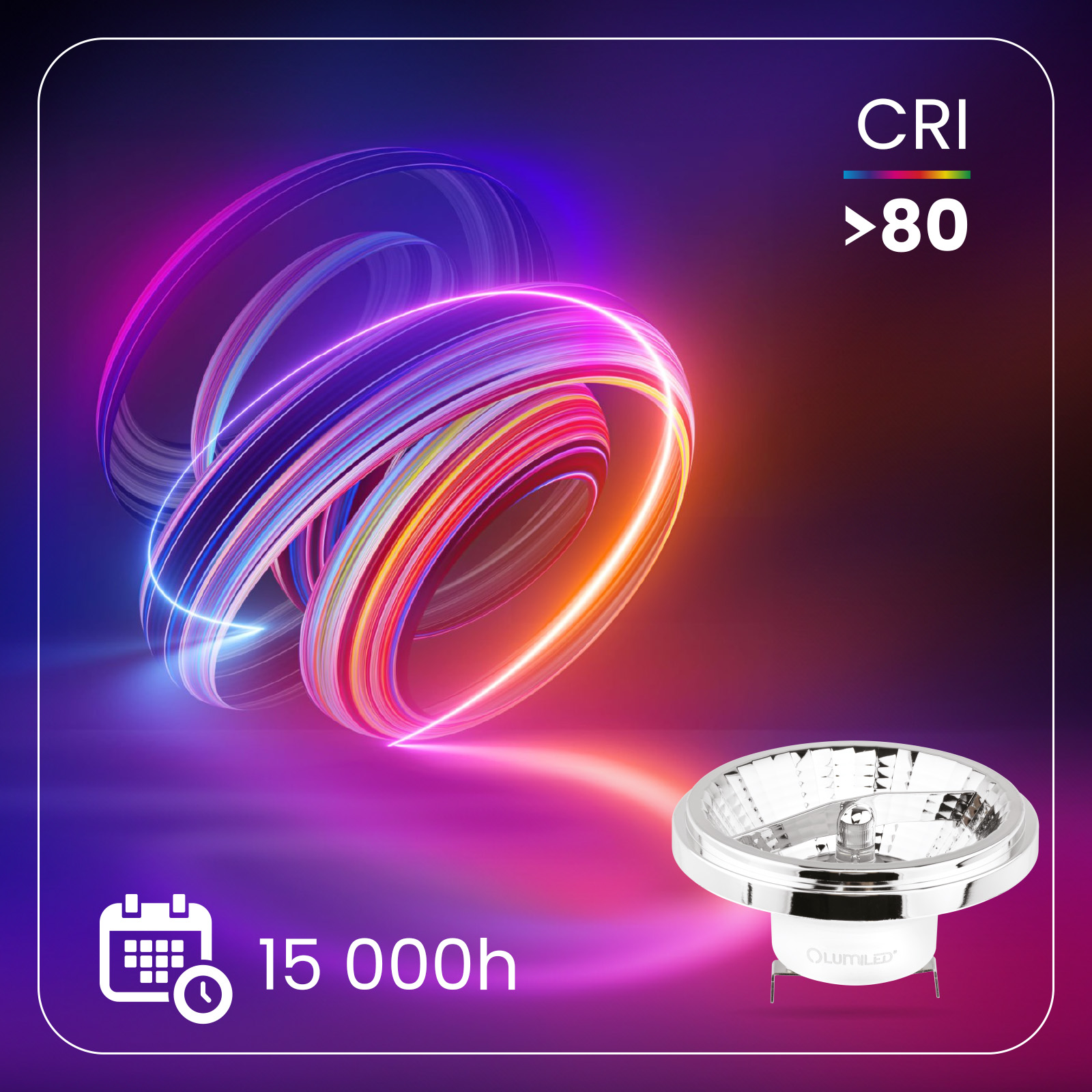 Żarówka LED G53 Reflektor AR111 15W = 100W 1521lm 3000K Ciepła 24° 12V Srebrna LUMILED - druga cecha produktu