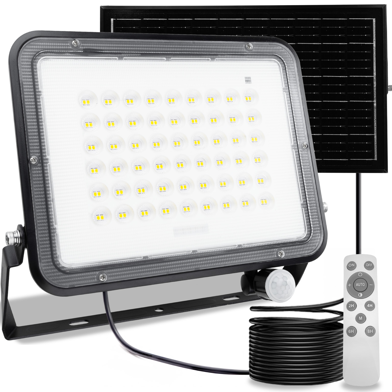 Naświetlacz Solarny LED Halogen 200W Lampa Ogrodowa 4000K IP65 Czujnik Ruchu PIR + Pilot FULGOR LUMILED - główne zdjęcie produktu