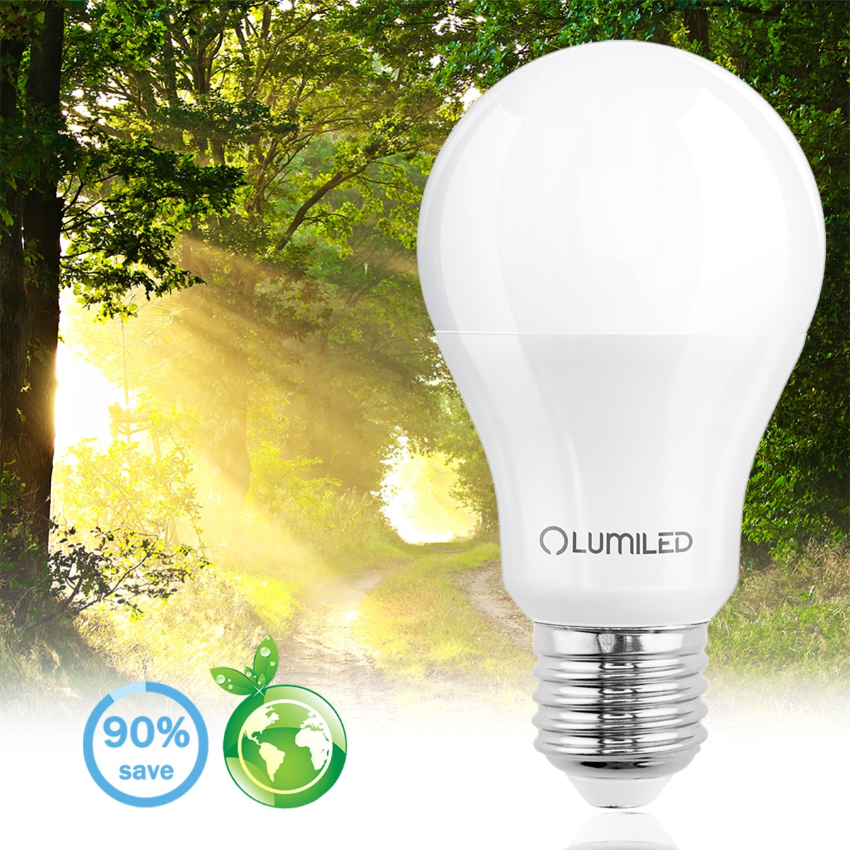 Żarówka LED E27 A60 10W = 75W 1055lm 4000K Neutralna 260° LUMILED - pierwsza cecha produktu