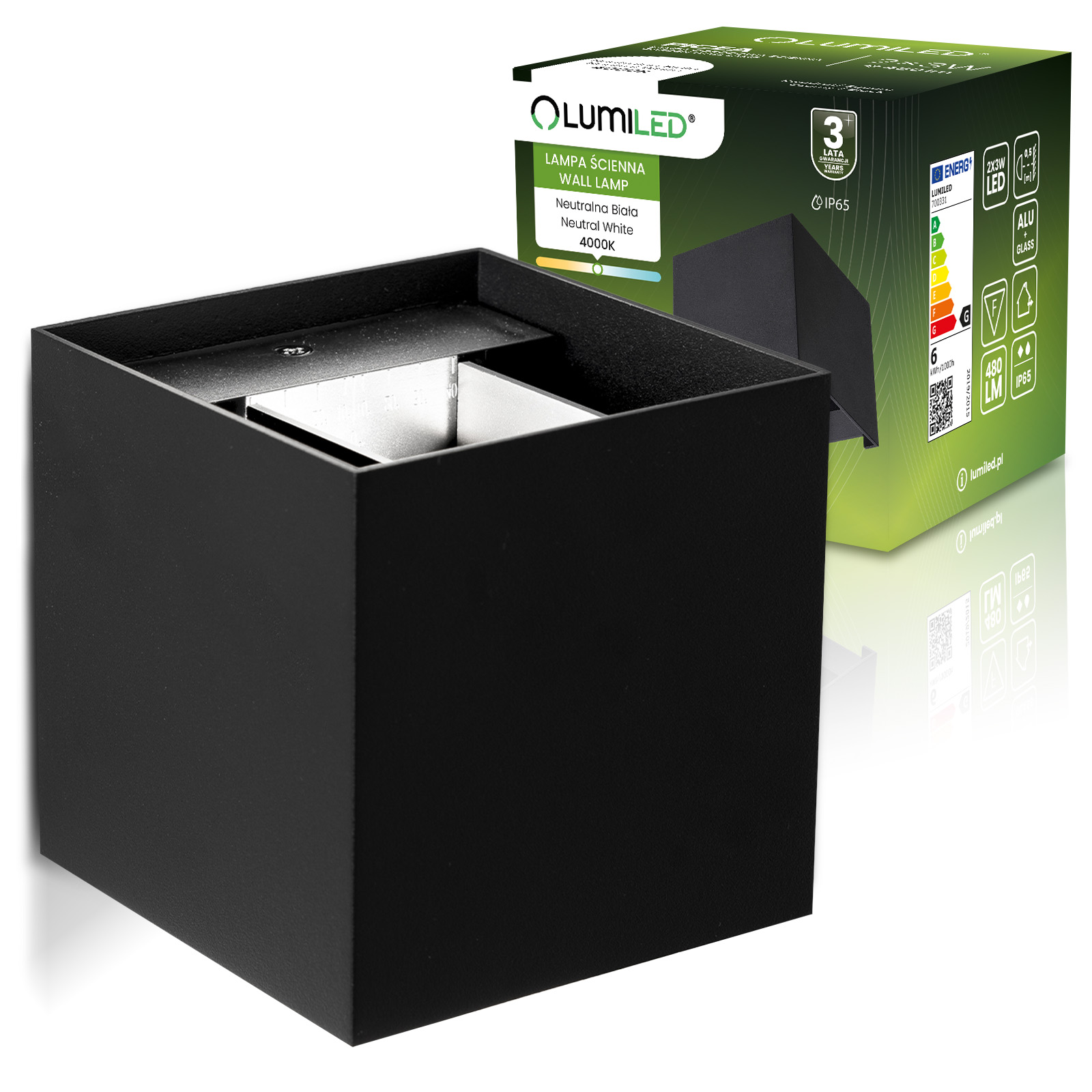 Kinkiet Ogrodowy Elewacyjny LED 2x3W 4000K Regulowany Góra Dół Czarny PICEA LUMILED - główne zdjęcie produktu
