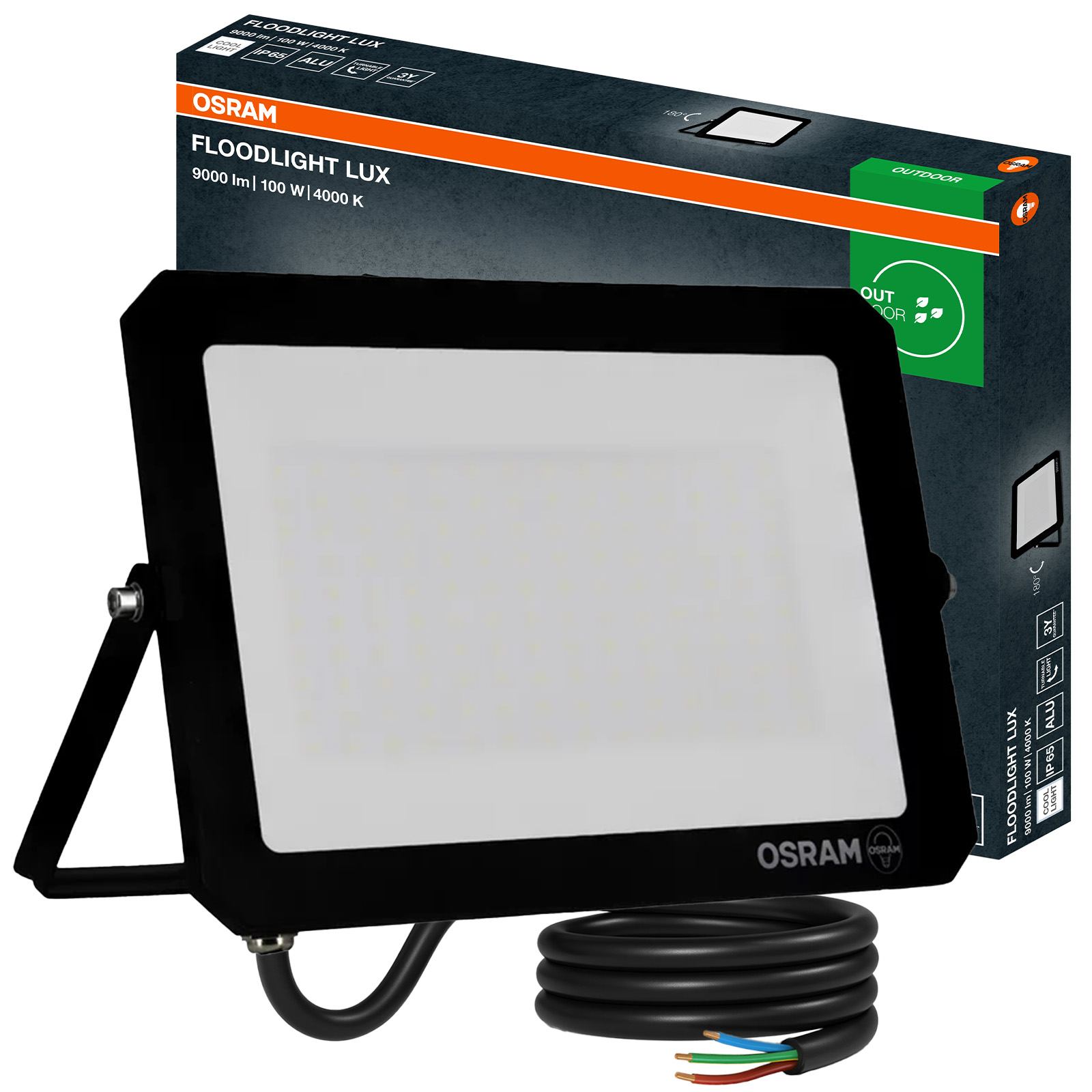 Naświetlacz LED Halogen Zewnętrzny Reflektor 100W 4000K 9000lm IP65 FLOODLIGHT LUX OSRAM - główne zdjęcie produktu