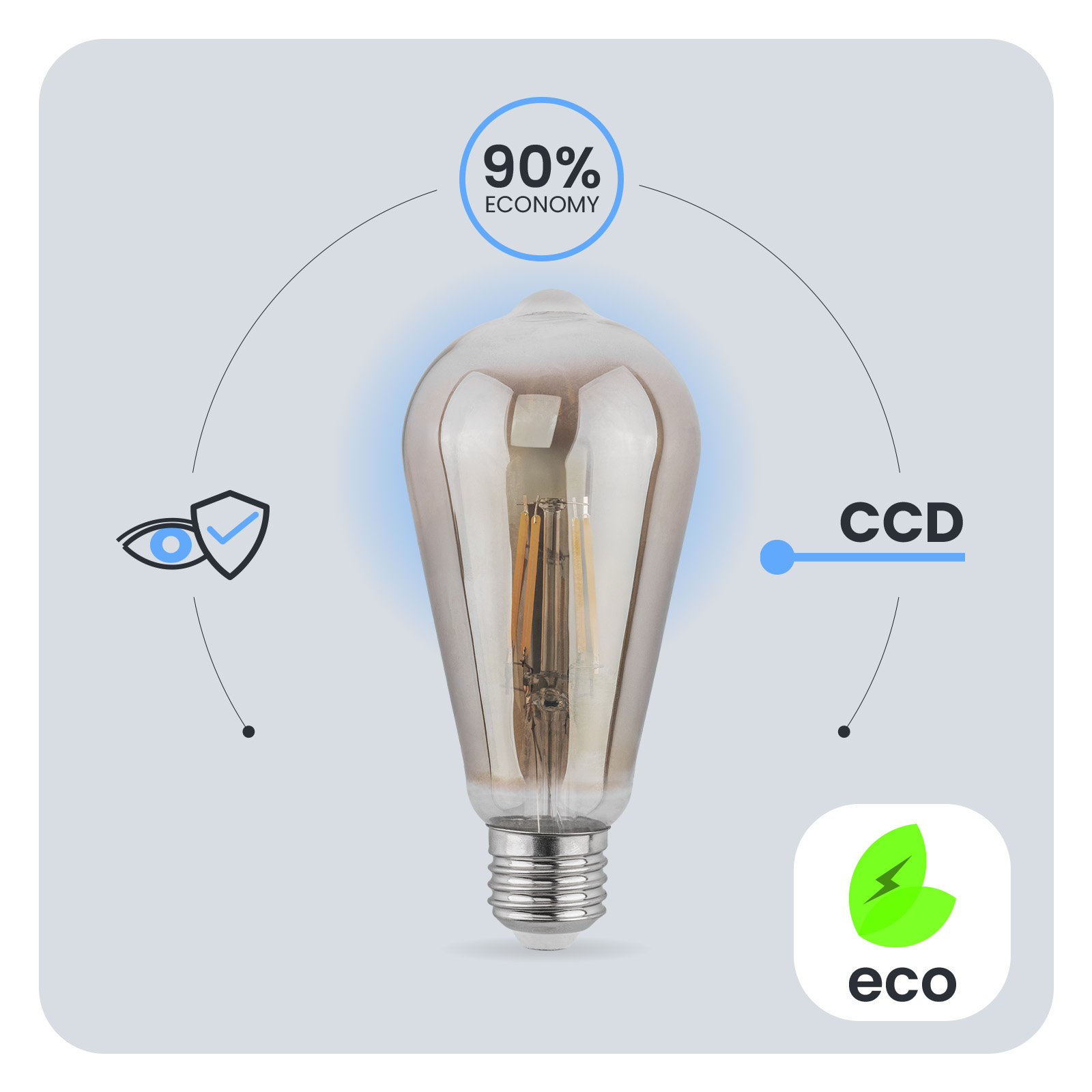 Żarówka LED E27 Edison ST64 6W = 50W 660lm 2200K Ciepła 360° DYMIONA FILAMENT LUMILED - pierwsza cecha produktu