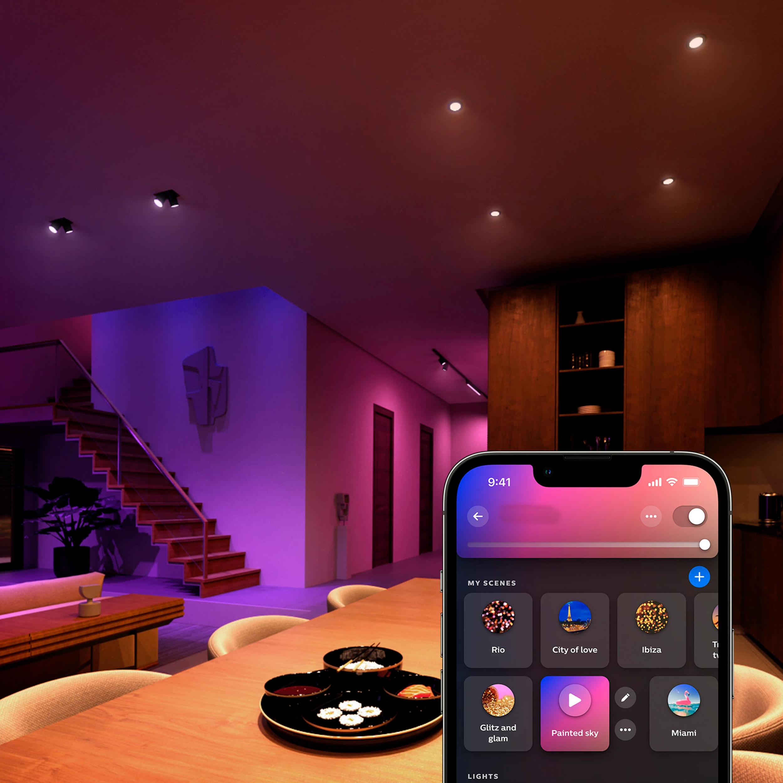 3x Żarówka LED GU10 Reflektor 4.2W = 50W 400lm 2000-6500K CCT + RGB SMART Inteligentna Bluetooth ZigBee White and Color Ambiance + Mostek Bridge + Regulator PILOT Zestaw Startowy Philips HUE - pierwsza cecha produktu