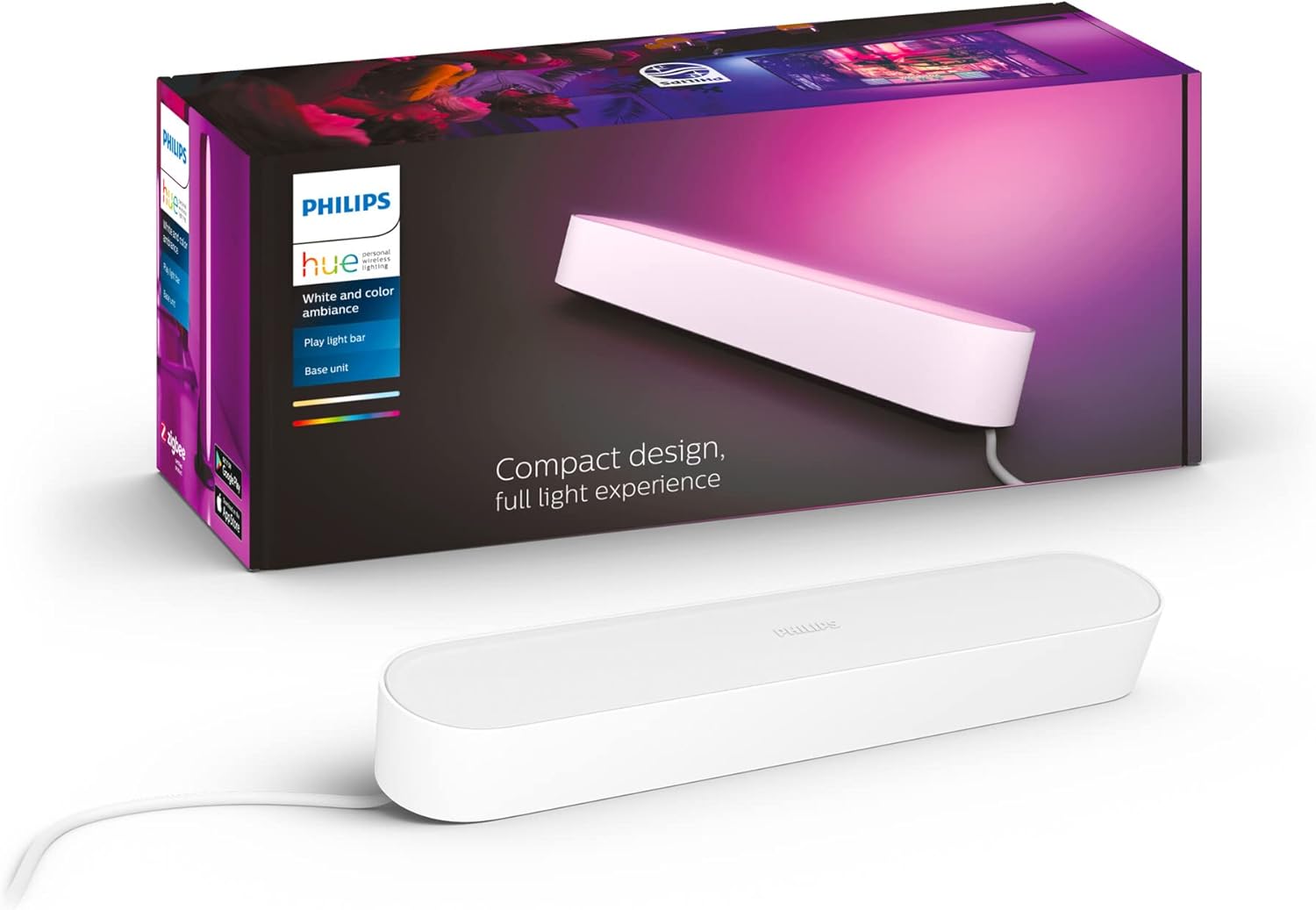 Lampka Biurkowa Podłużna LED 6.7W 500lm IP20 White and Color Ambiance RGB + TW Biała 25cm Inteligentna SMART Zigbee Bluetooth Play Philips HUE - główne zdjęcie produktu