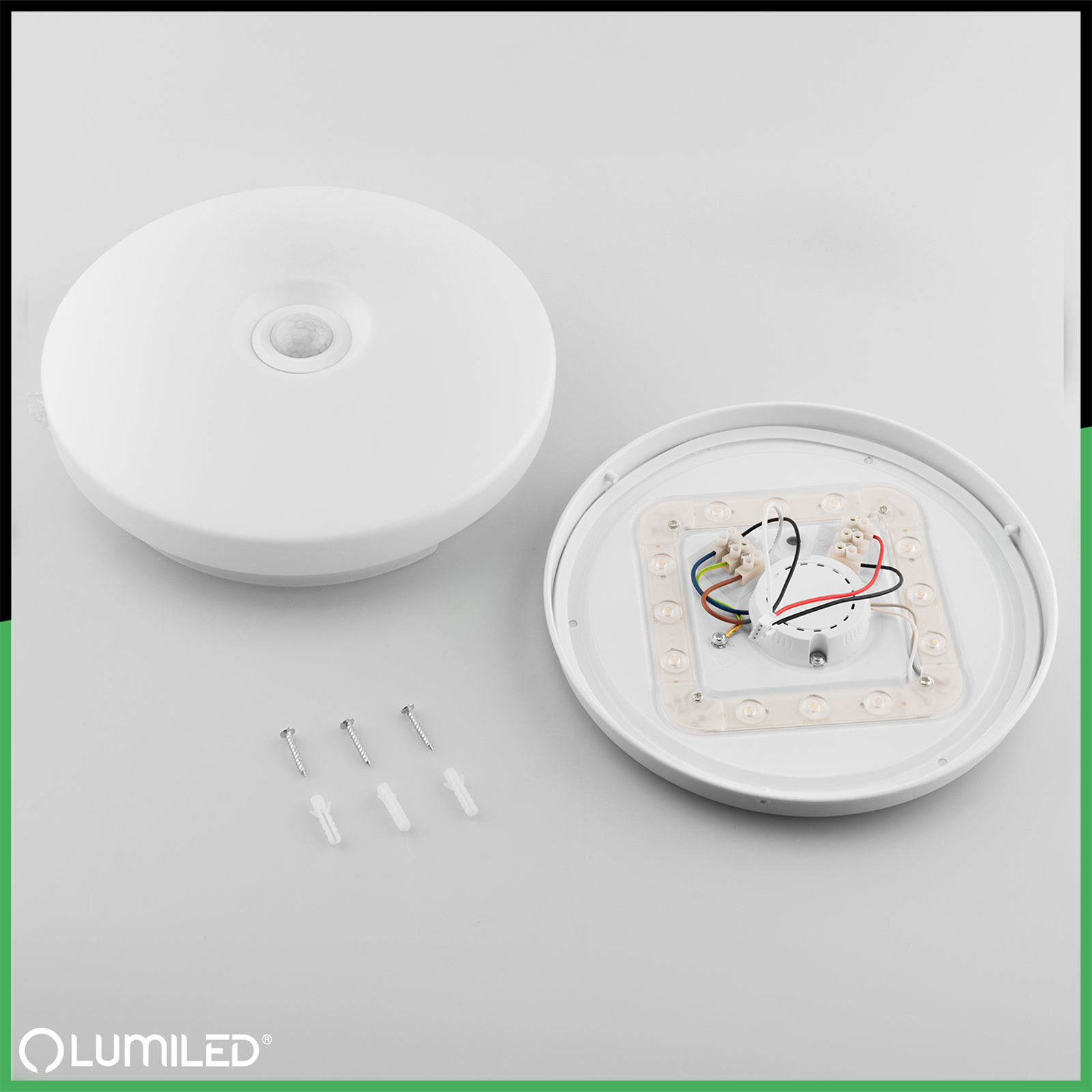 Plafon LED Lampa Sufitowa Natynkowa 12W NOTUS 2 Okrągły Czujnik Ruchu IP44 25 cm LUMILED - skład produktu
