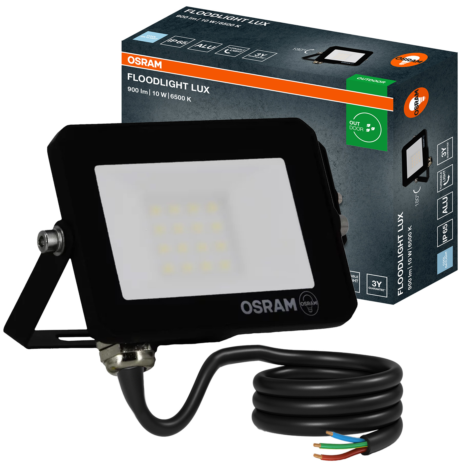 Naświetlacz LED Halogen Zewnętrzny Reflektor 10W 6500K 900lm IP65 FLOODLIGHT LUX OSRAM - główne zdjęcie produktu