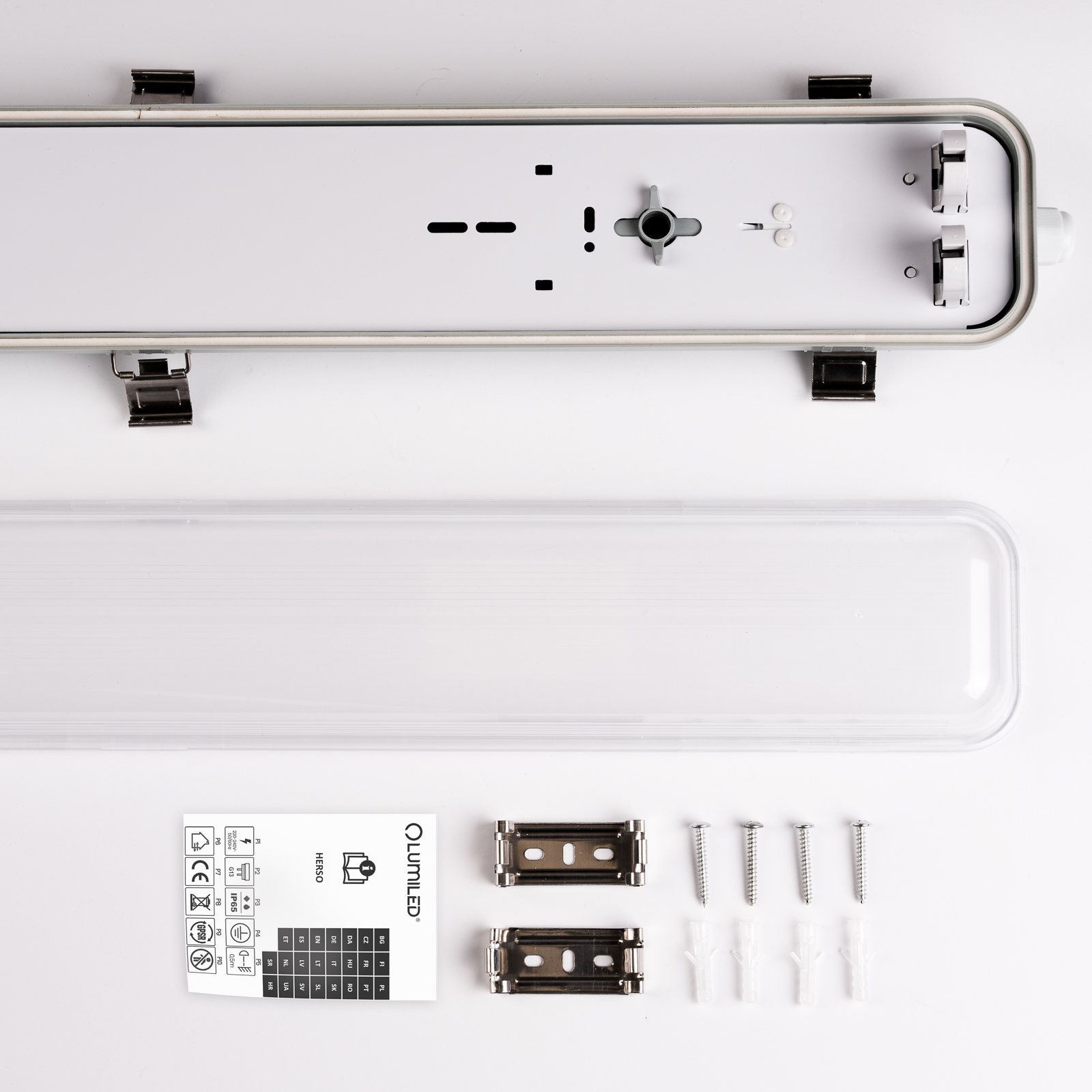 Oprawa Lampa Hermetyczna LED Pyłoszczelna 60cm 2xT8 G13 IP65 HERSO Lumiled - skład produktu