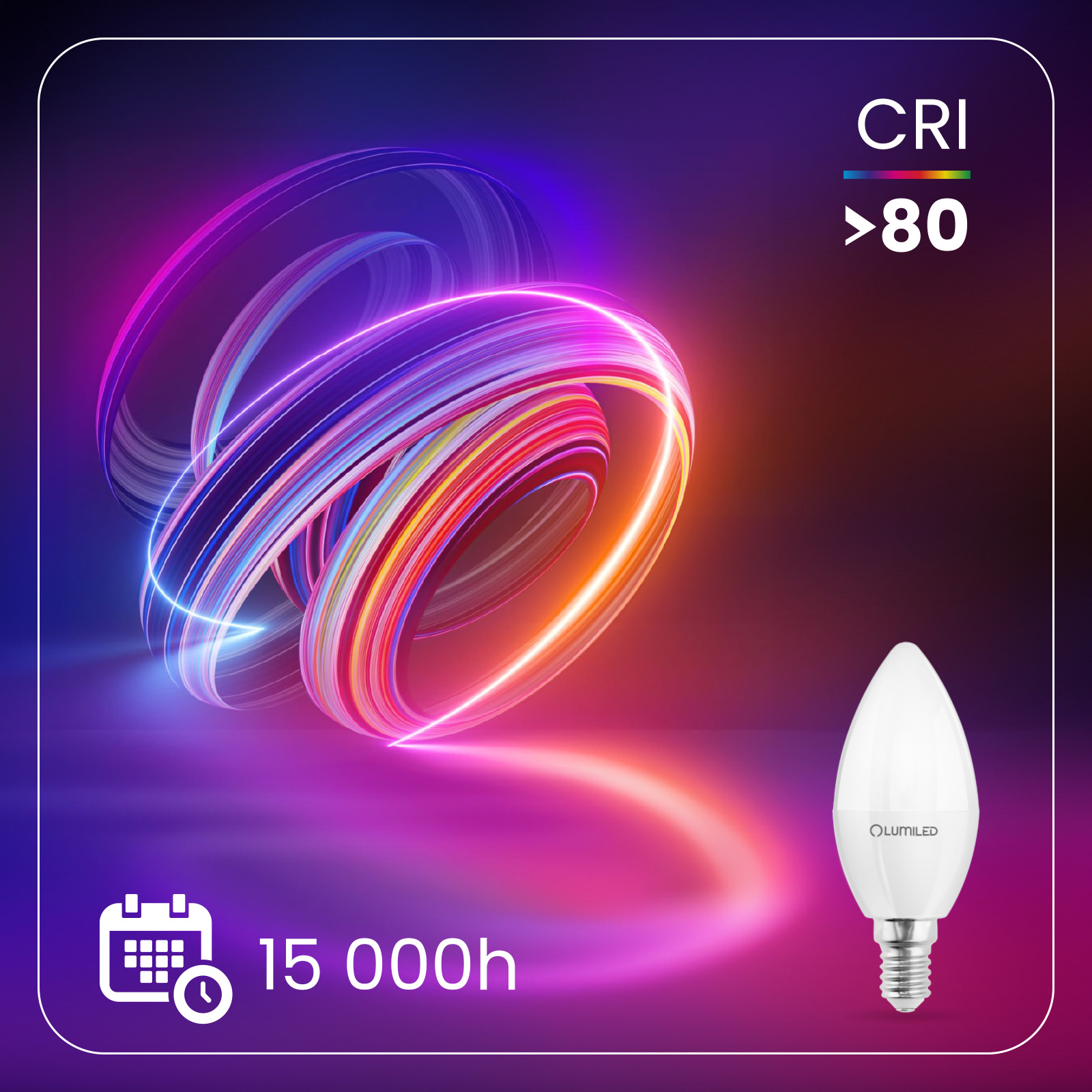 Żarówka LED E14 Świeczka B35 10W = 75W 1100lm 3000K Ciepła 180° LUMILED - druga cecha produktu