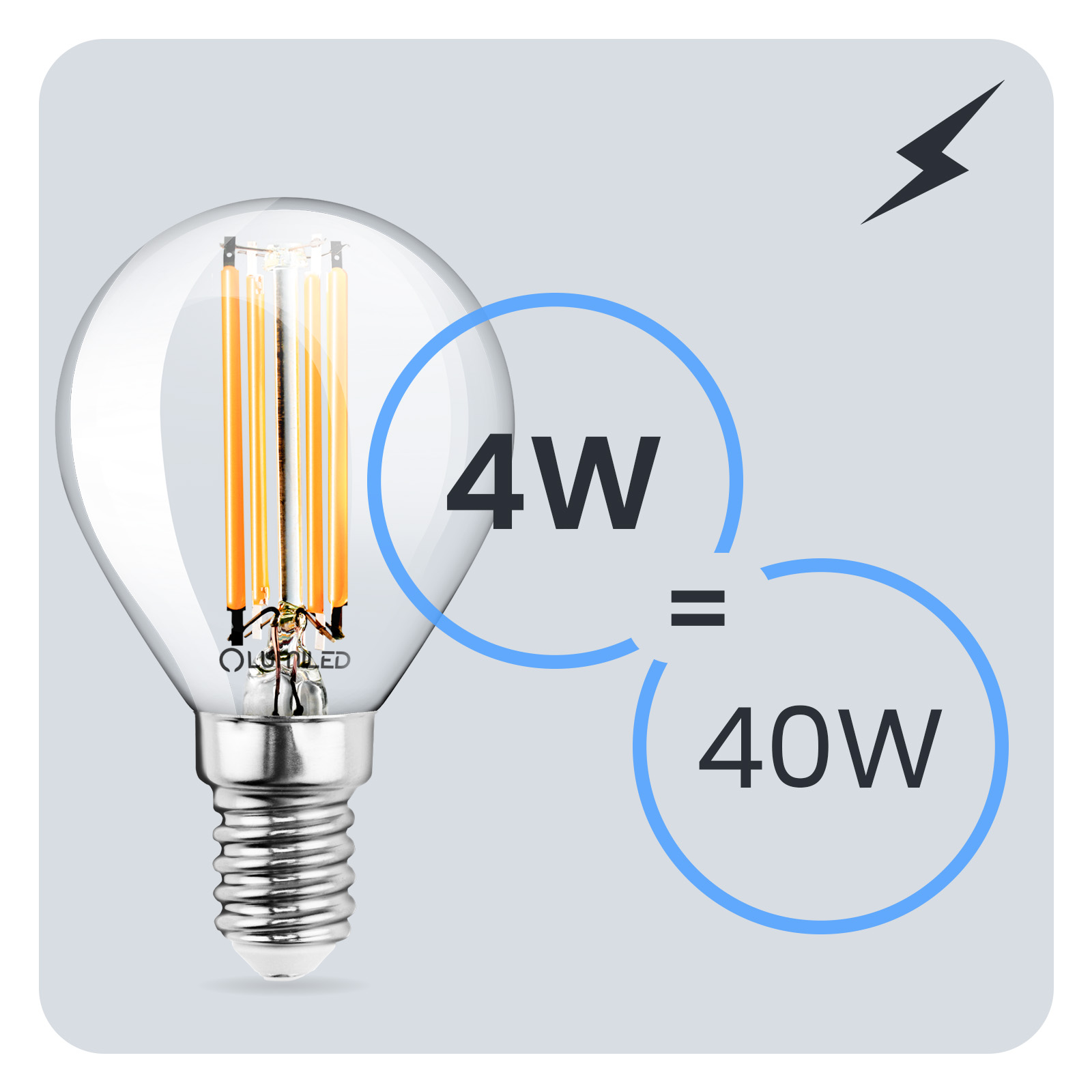Żarówka LED E14 Kulka P45 4W = 40W 470lm 3000K Ciepła 360° FILAMENT LUMILED - trzecia cecha produktu
