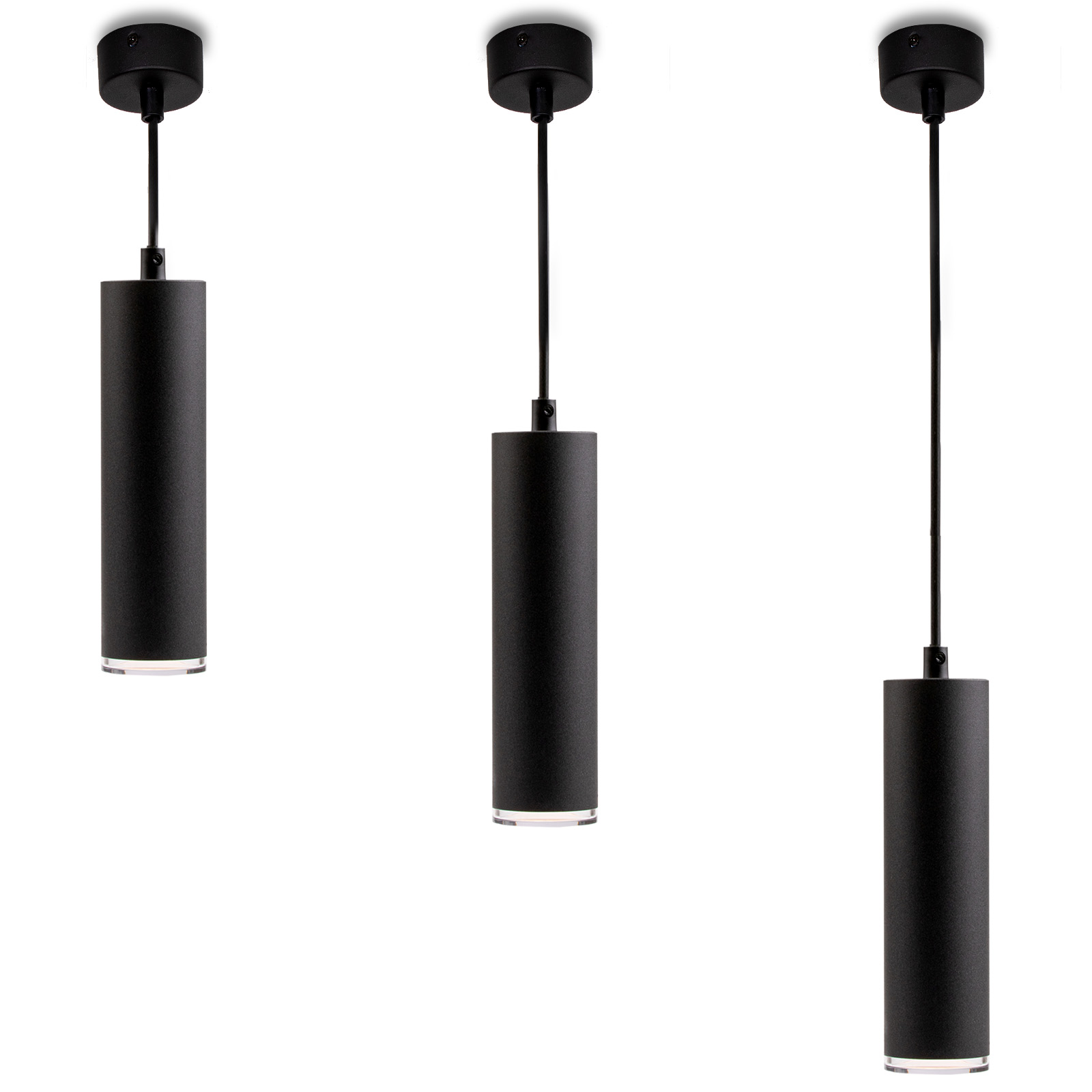 Lampa Wisząca Sufitowa LED GU10 Żyrandol Reflektor Tuba Zwis IP44 ADERO Czarny LUMILED - pierwsza cecha produktu