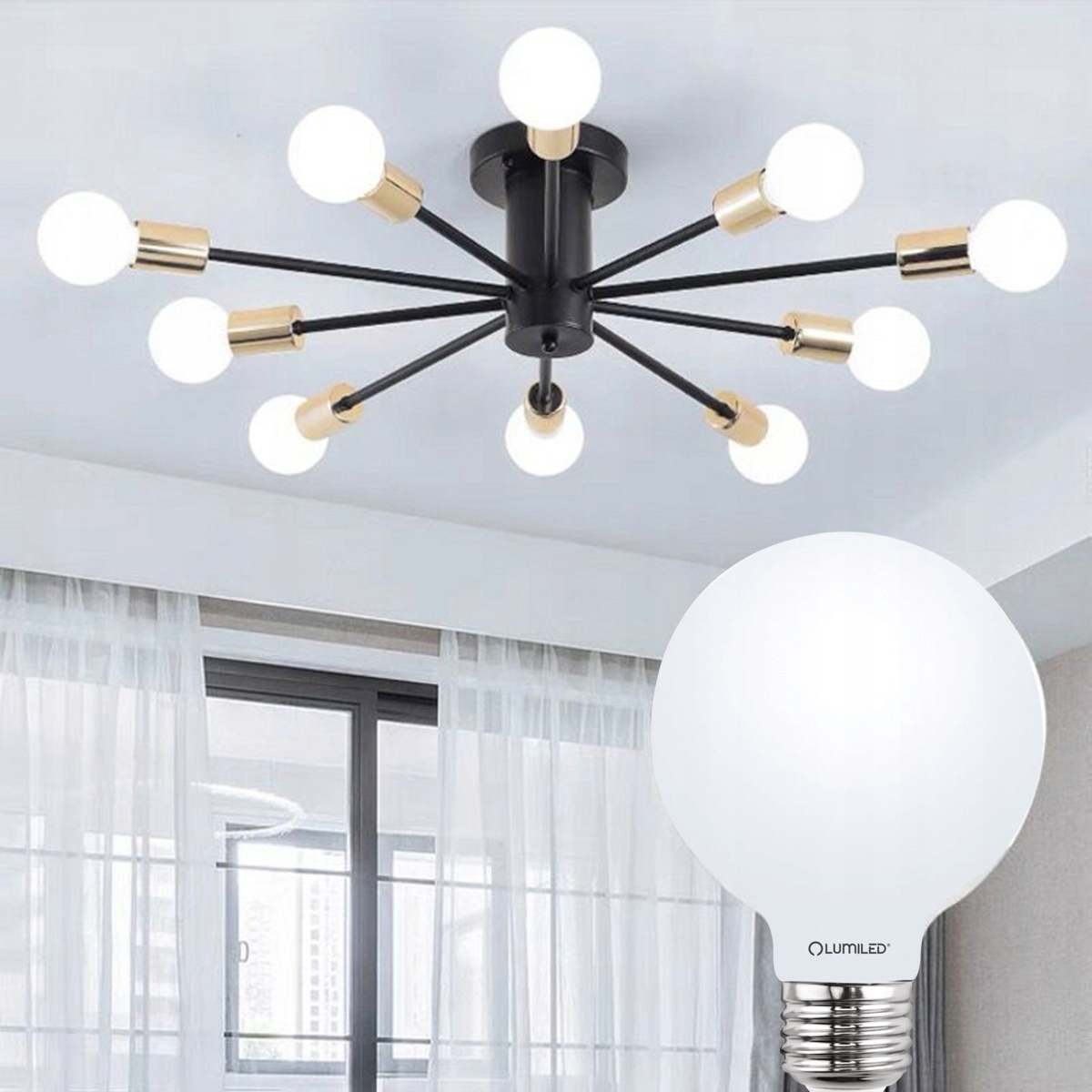 Żarówka LED E27 Kula G95 8W = 75W 880lm 3000K Ciepła 360° FILAMENT LUMILED - aranżacja