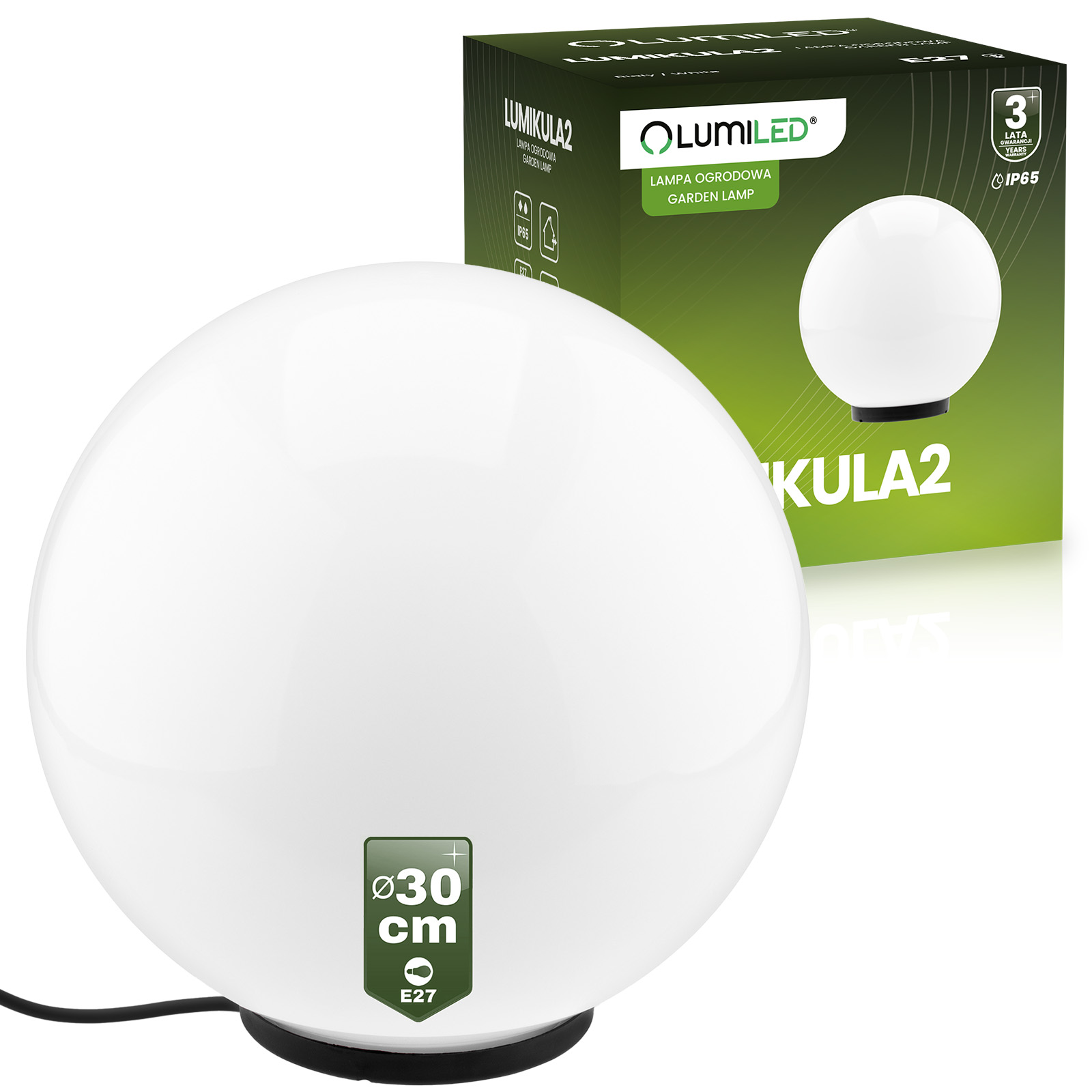 Lampa Oprawa Ogrodowa Zewnętrzna KULA LED 30CM E27 IP65 LUMIKULA2 LUMILED - główne zdjęcie produktu